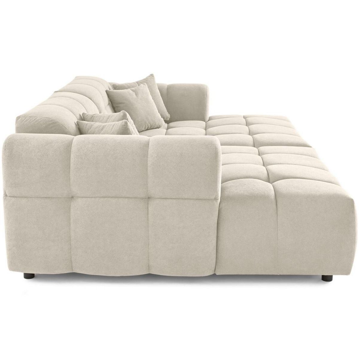 LISA DESIGN Ray - canapé droit 4 places avec double méridienne - assise profonde - en tissu texturé