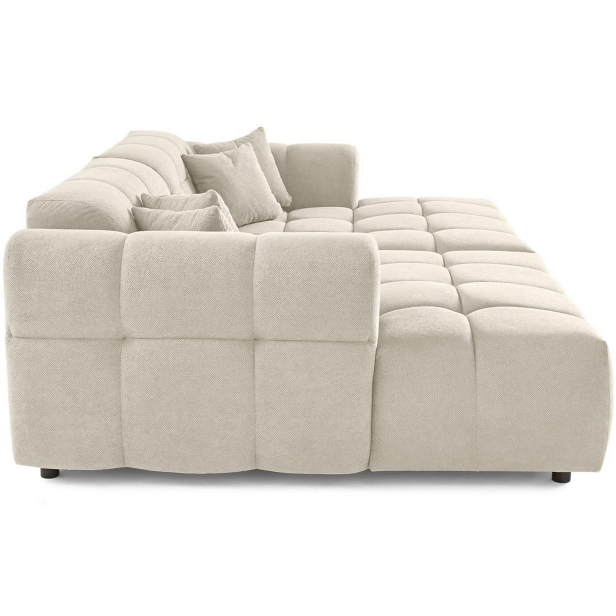 LISA DESIGN Ray - canapé droit 4 places avec double méridienne - assise profonde - en tissu texturé