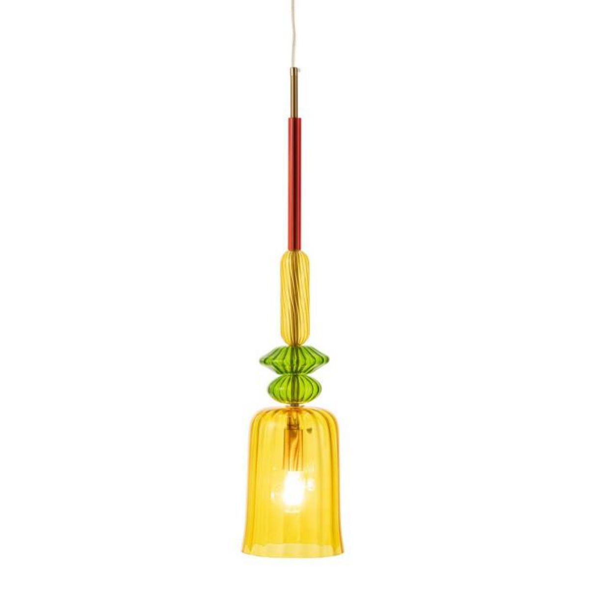 Paris Prix Lampe Suspension en Verre  Zoe  160cm Jaune