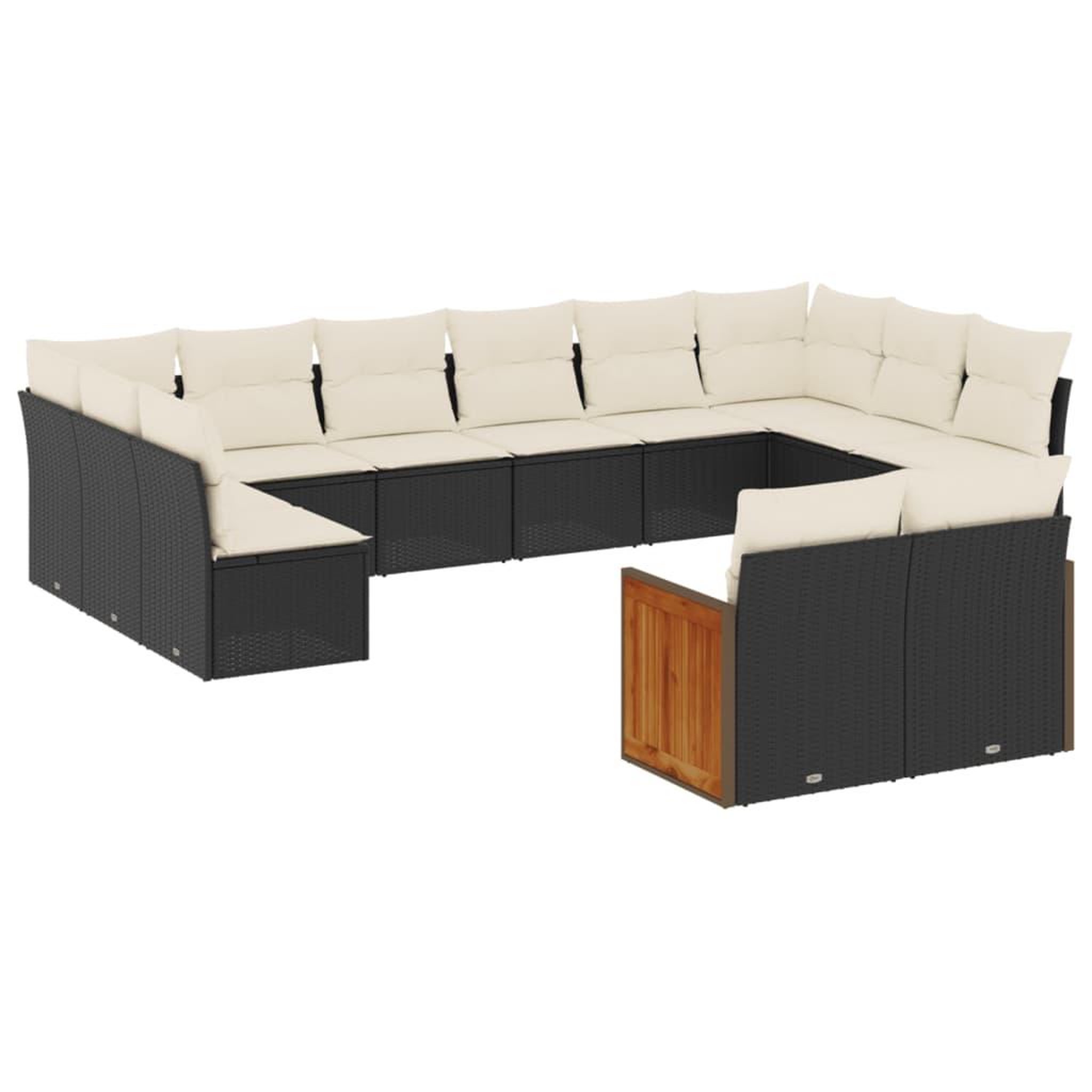 Voir la diapositive 2 : VIDAXL Salon de jardin 12 pcs avec coussins noir resine tressee
