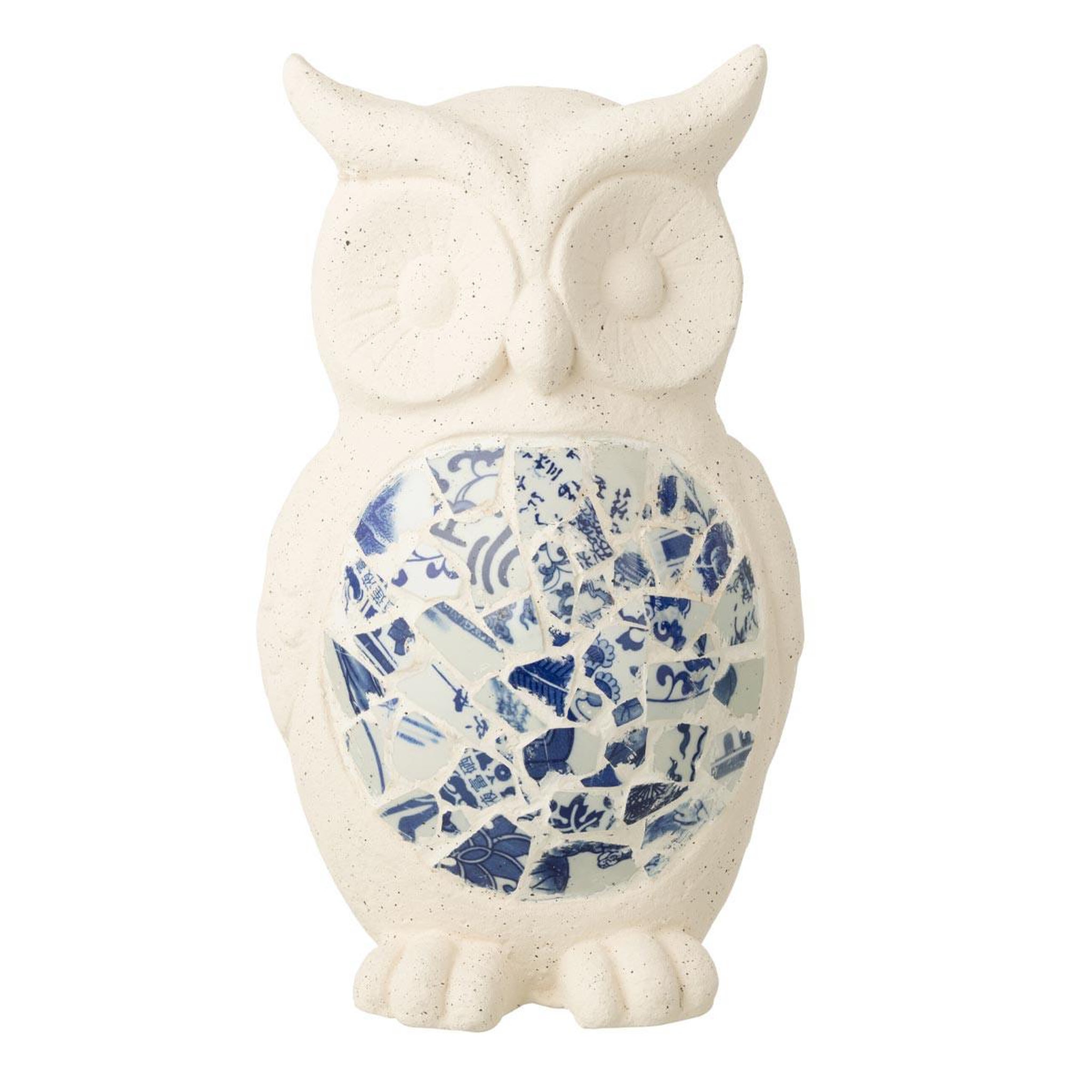 J-LINE Statuette hibou d'extérieur  mosaïque  41cm beige