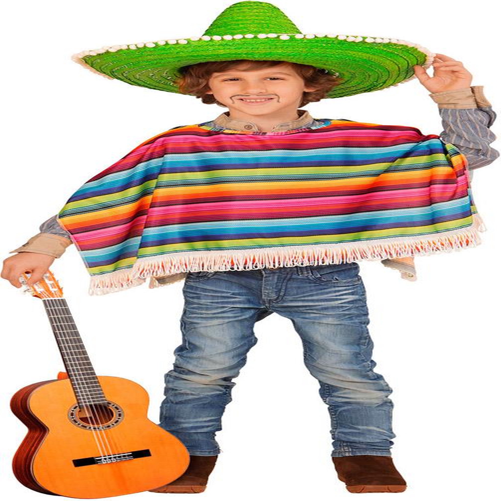 Voir la diapositive 1 : WIDMANN Déguisement Poncho Mexicain - Enfant - 5/7 ans (110 à 122 cm)