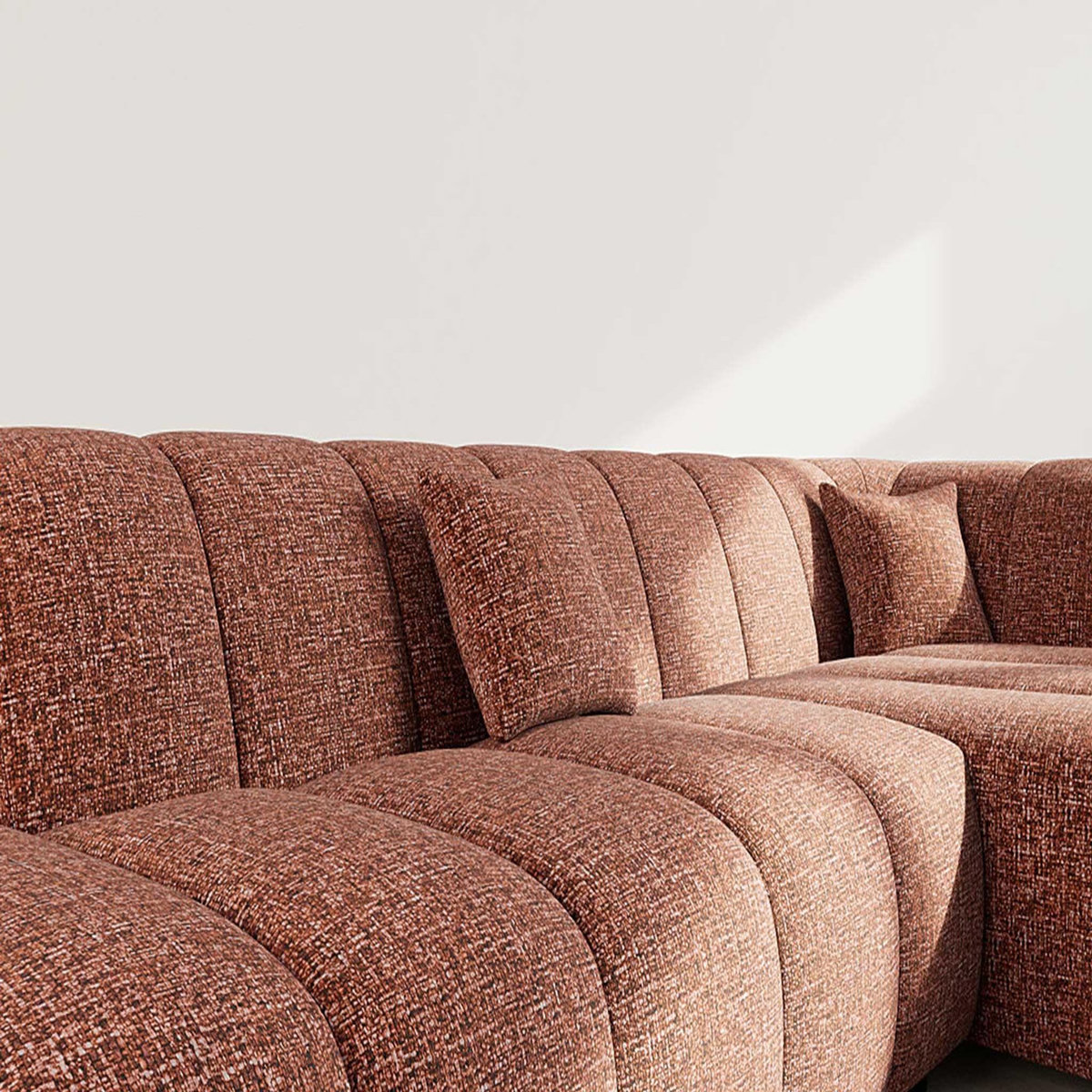 LISA DESIGN Curtis - canapé d'angle droit 4 places sans accoudoir en tissu texturé