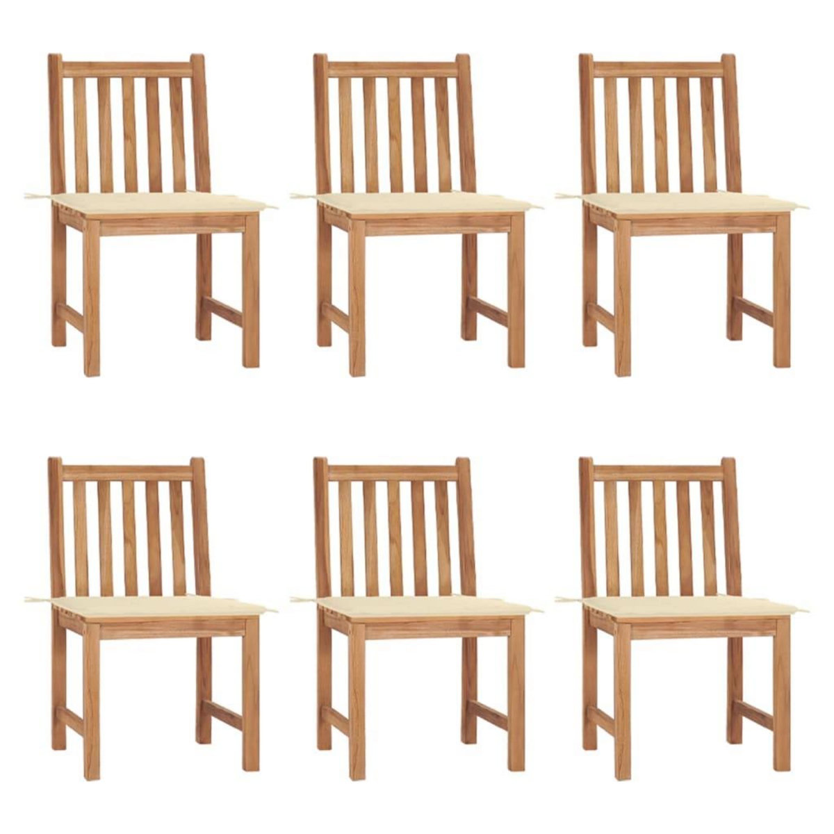 VIDAXL Chaises de jardin lot de 6 avec coussins Bois de teck massif