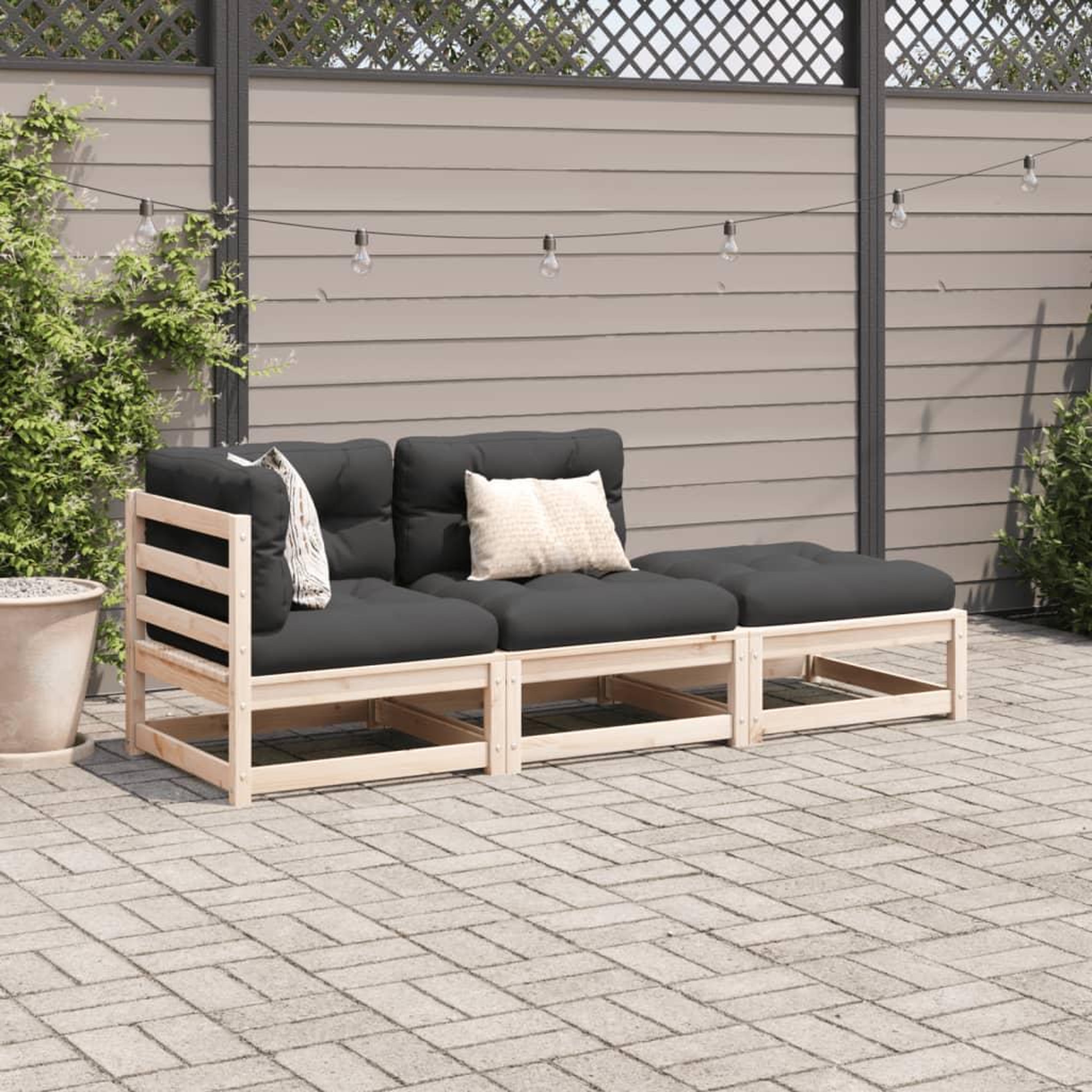 Voir la diapositive 3 : VIDAXL Salon de jardin 3 pcs avec coussins bois de pin massif