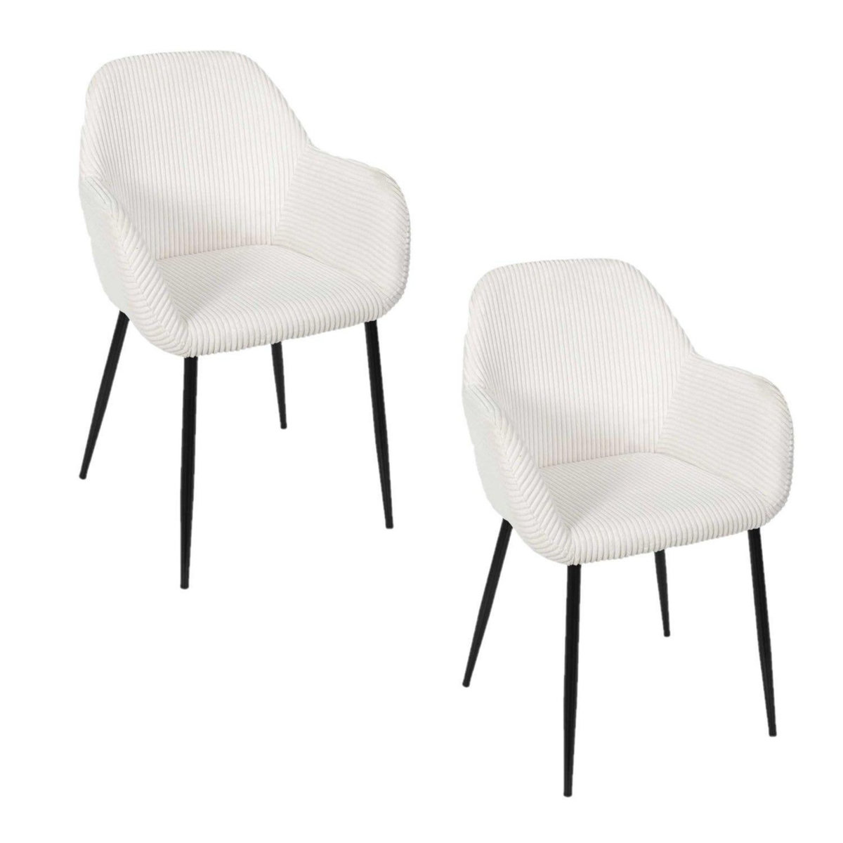 The Home Deco Factory Lot de 2 fauteuils en tissu côtelé DRAMMEN
