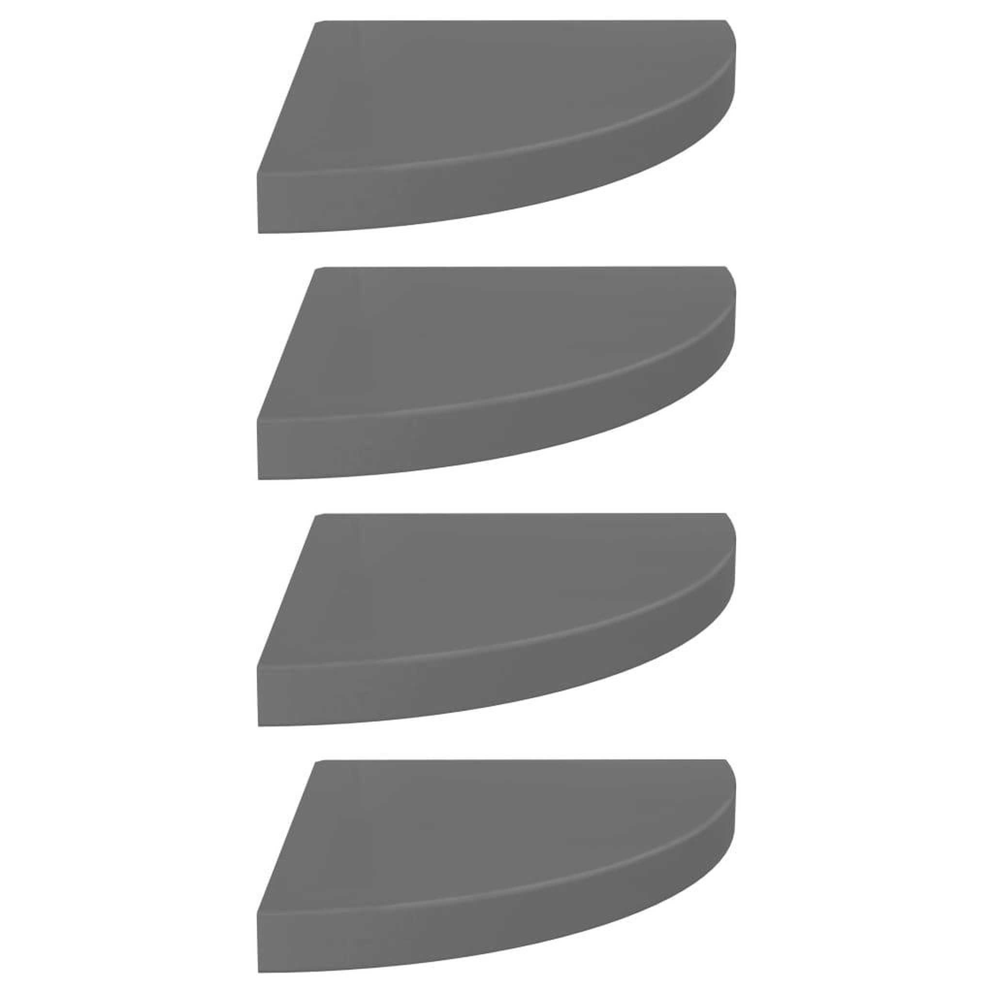 Voir la diapositive 2 : VIDAXL Etageres d'angle flottantes 4 pcs gris brillant 35x35x3,8cm mdf