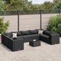 Voir la diapositive 1 : VIDAXL Salon de jardin 10 pcs avec coussins noir resine tressee
