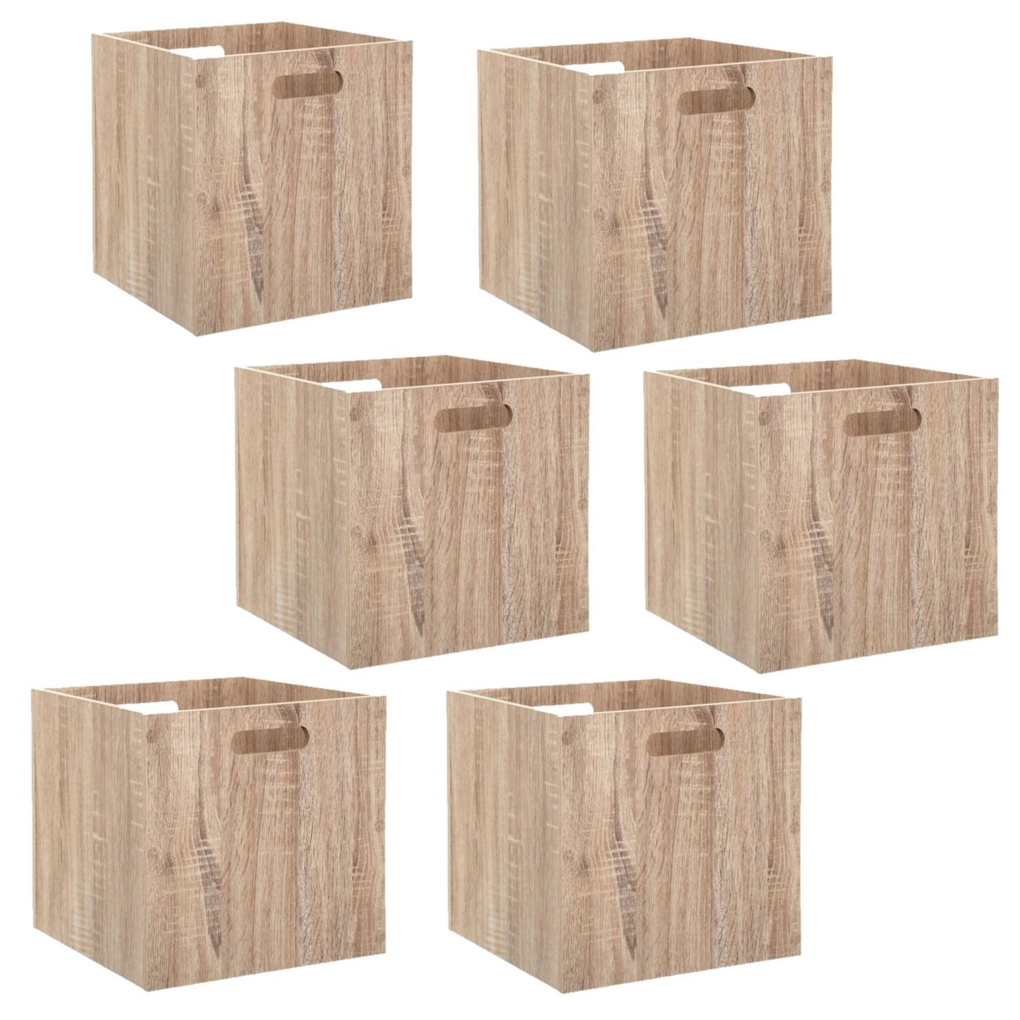 Voir la diapositive 1 : TOILINUX Lot de 6 Boîtes de rangement effet bois en MDF Mix n' modul