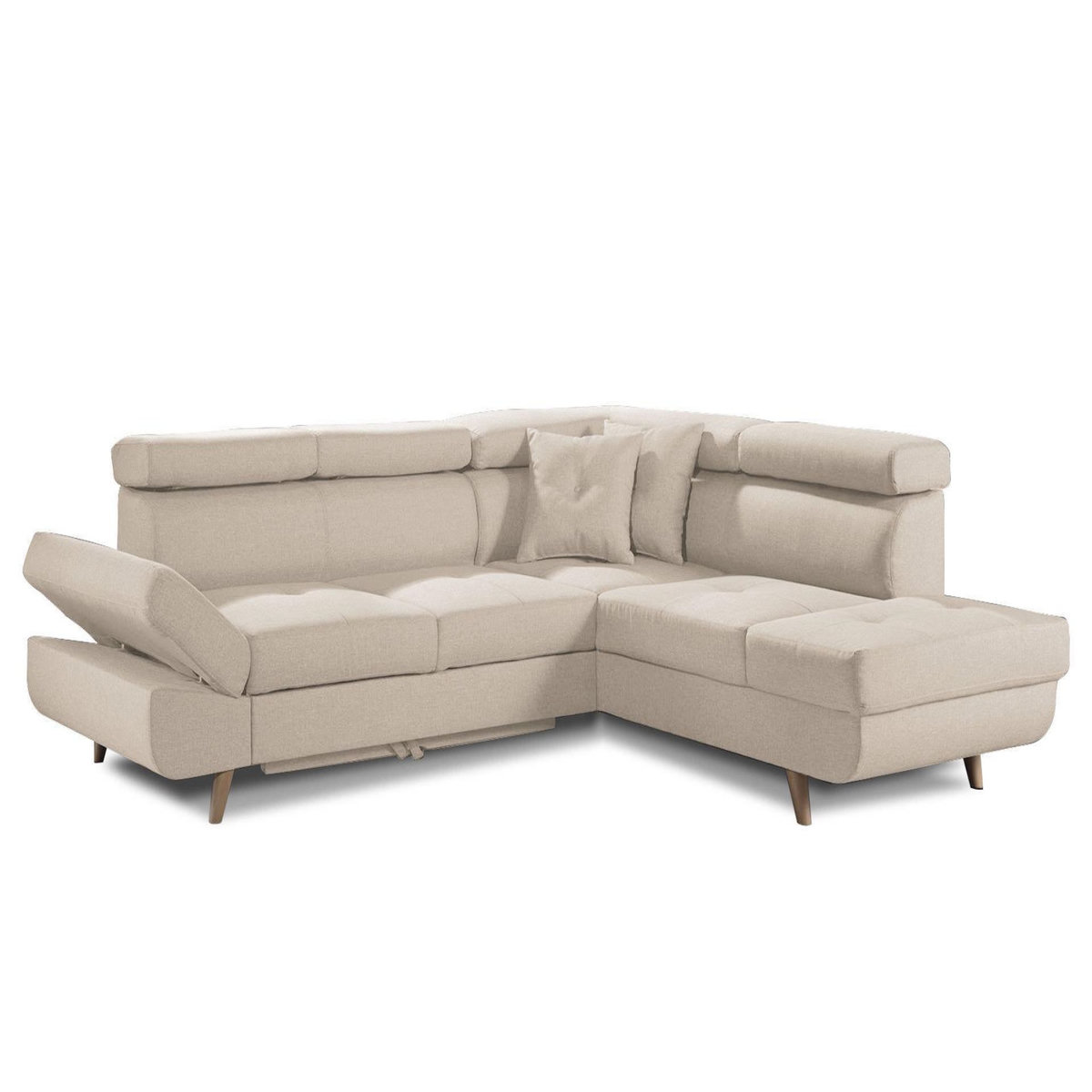 BEST MOBILIER Linea - canapé d'angle droit convertible - 5 places - avec têtières