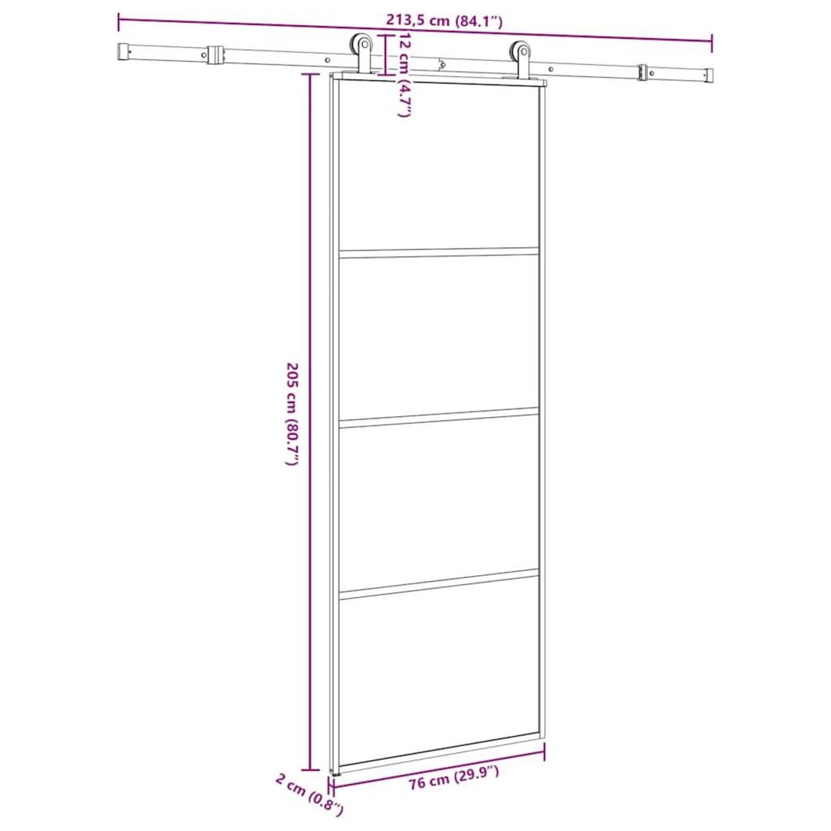 VIDAXL Porte coulissante avec kit de quincaillerie 76x205 cm Verre ESG