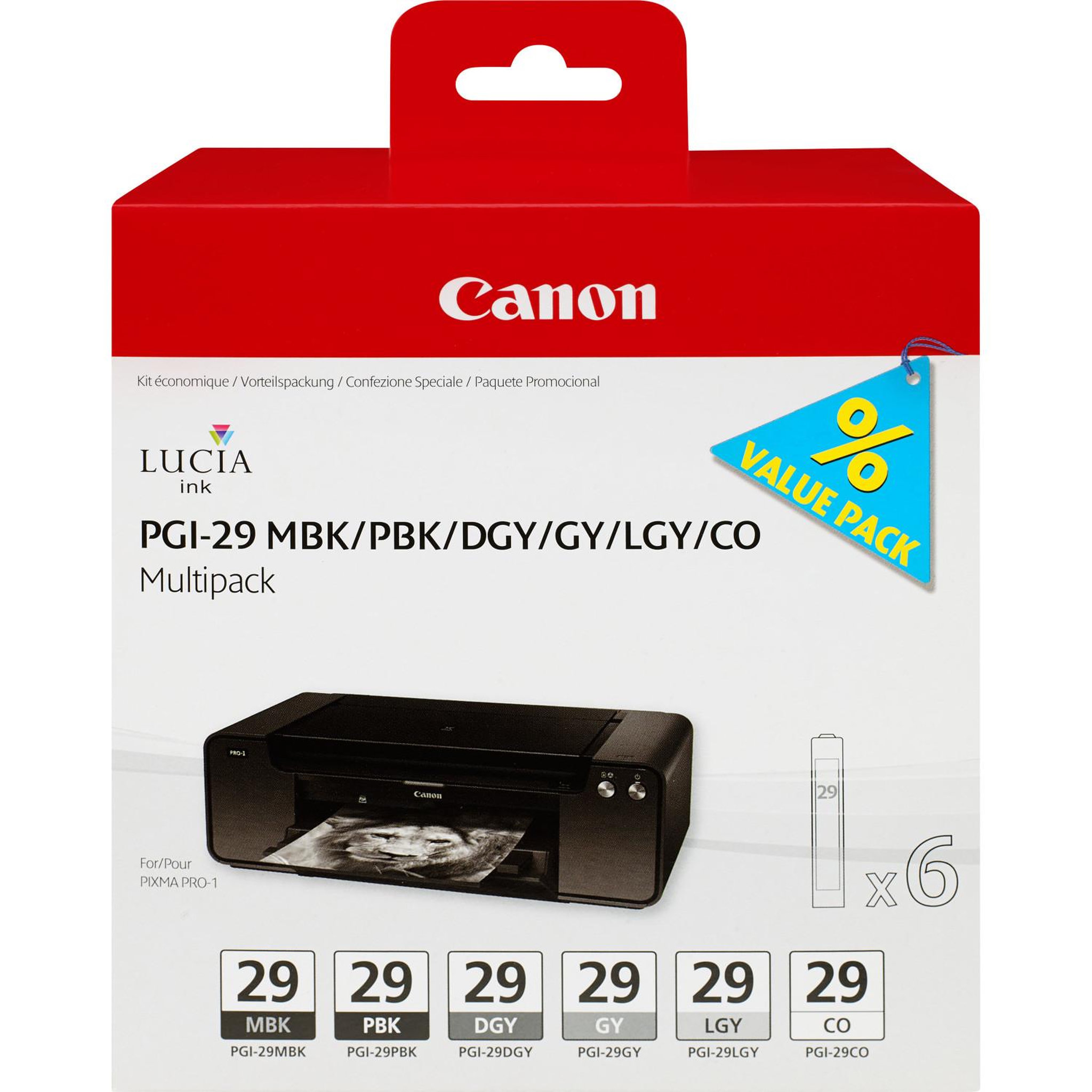Voir la diapositive 2 : Canon Cartouche d'encre pack multipack 6 originales pgi-29 (noir/gris photo) - 4872b001