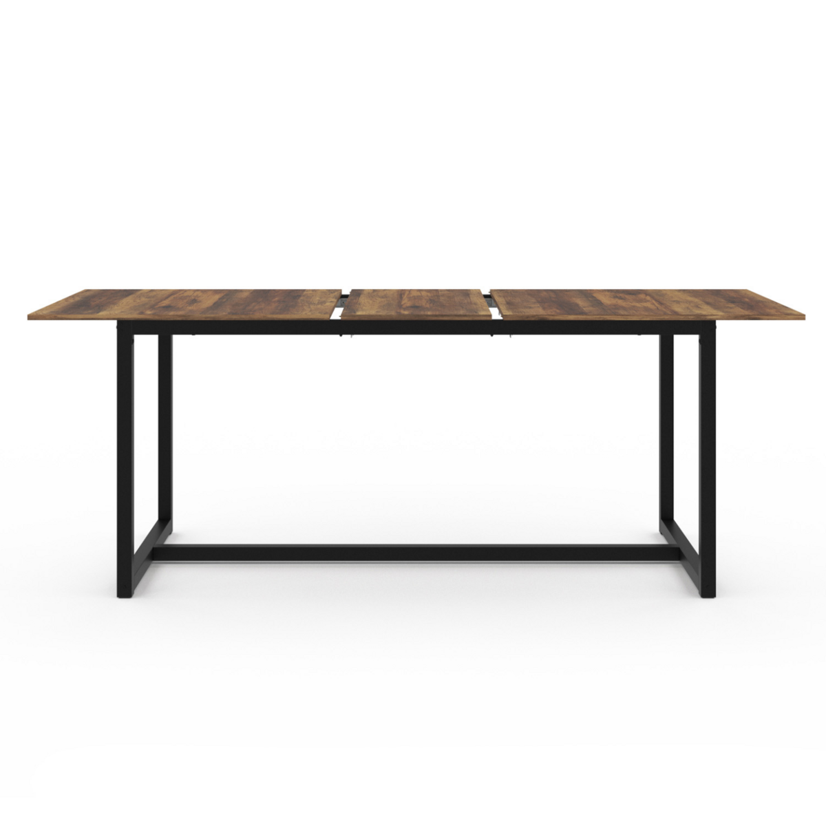 ID MARKET Table à manger extensible rectangle HAWKINS 6-10 personnes bois foncé 160-200 cm