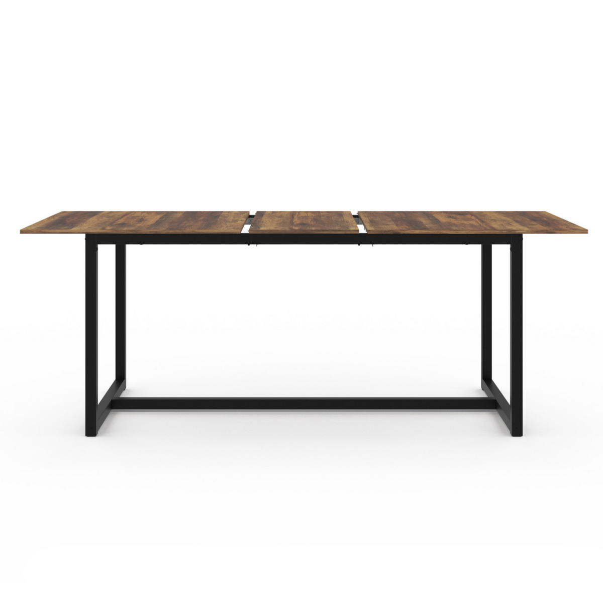 ID MARKET Table à manger extensible rectangle HAWKINS 6-10 personnes bois foncé 160-200 cm