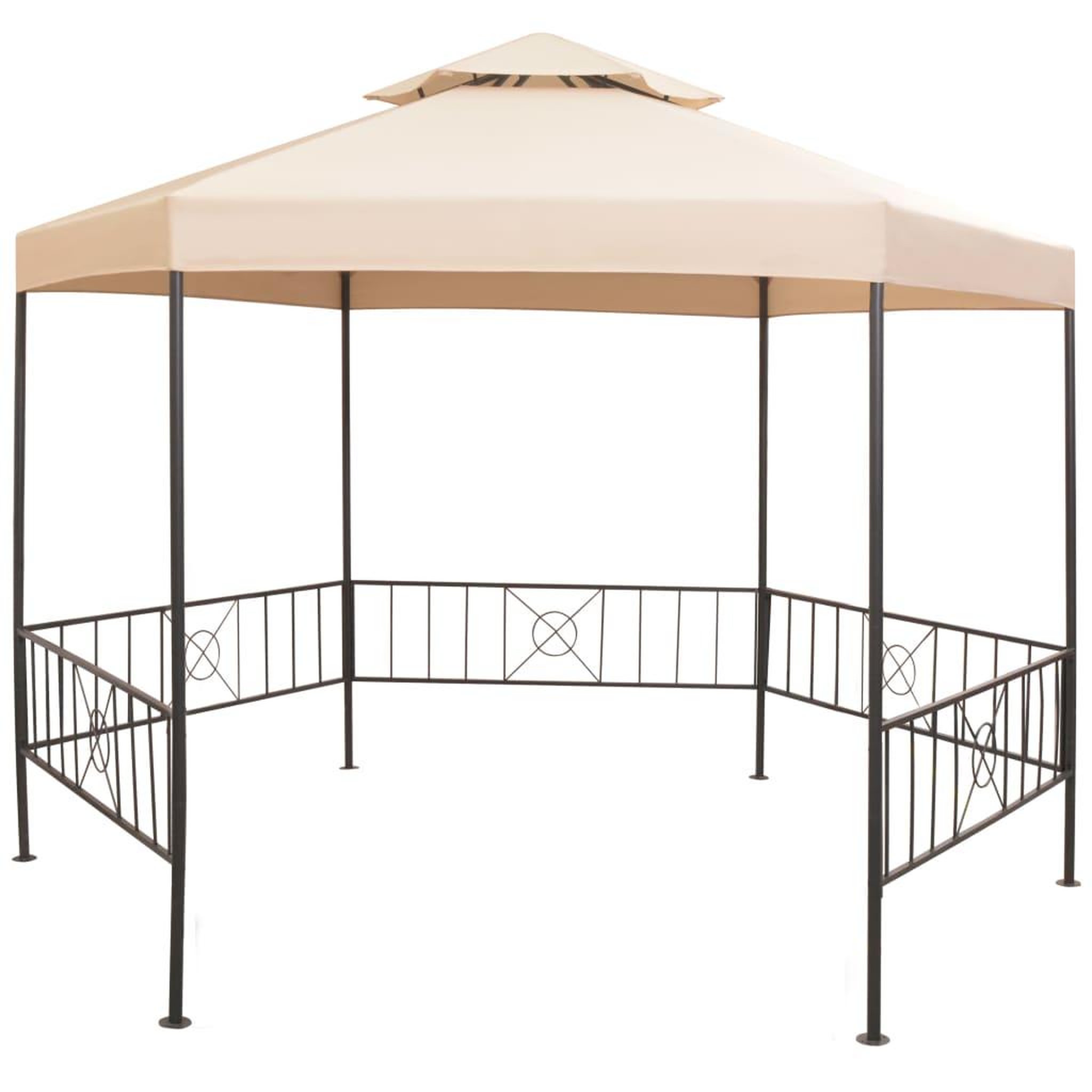 VIDAXL Chapiteau tente de jardin hexagonal beige 323 x 265 cm