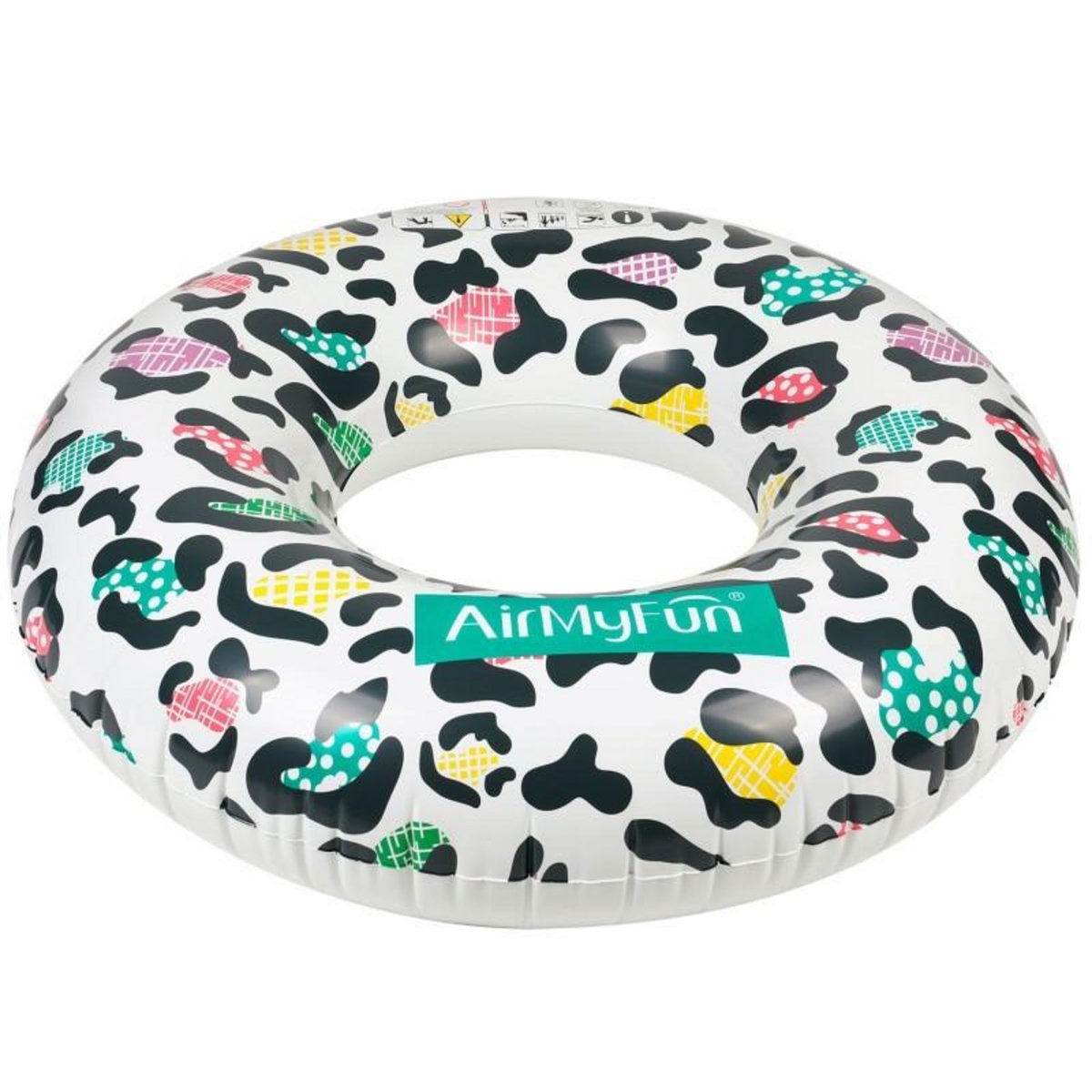 AIRMYFUN Bouée Gonflable Ronde XXL pour Piscine & Plage Ultra Confort, Flotteur Deluxe - Léopard ø120cm