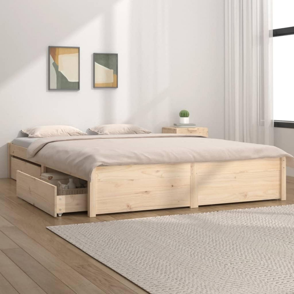 VIDAXL Cadre de lit sans matelas avec tiroirs 140x200 cm