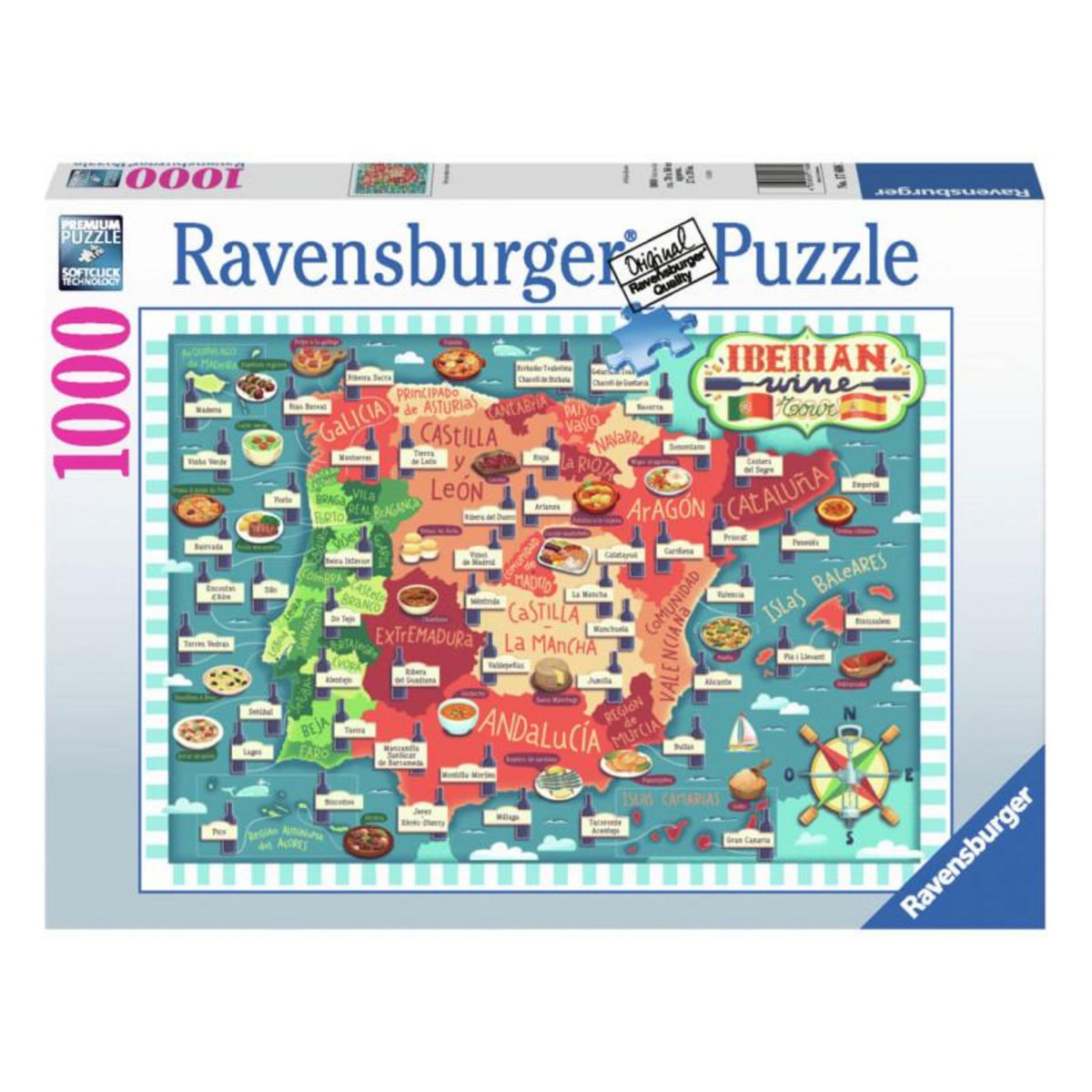 RAVENSBURGER Ravensburger - Jigsaw Puzzle Map Of Iberia - Wines, 1000pcs. 176083