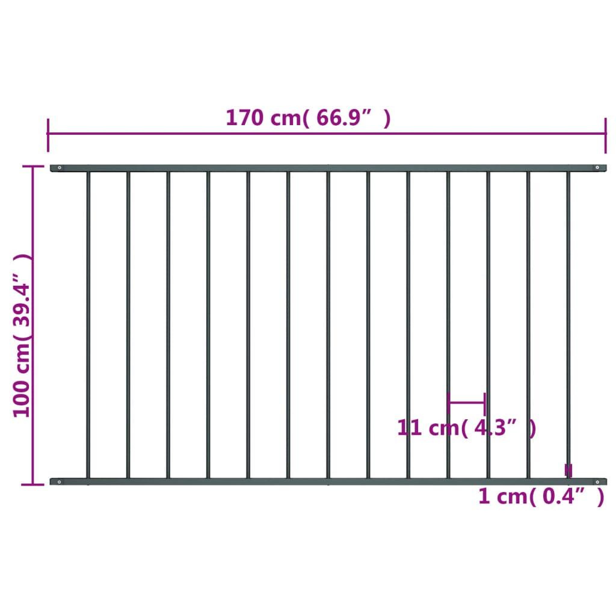 Voir la diapositive 4 : VIDAXL Panneau de cloture Acier enduit de poudre 1,7x1 m Anthracite