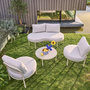 Voir la diapositive 3 : SWEEEK Salon de jardin aluminium et tissu beige 4 places. forme organique. table ronde - Solena