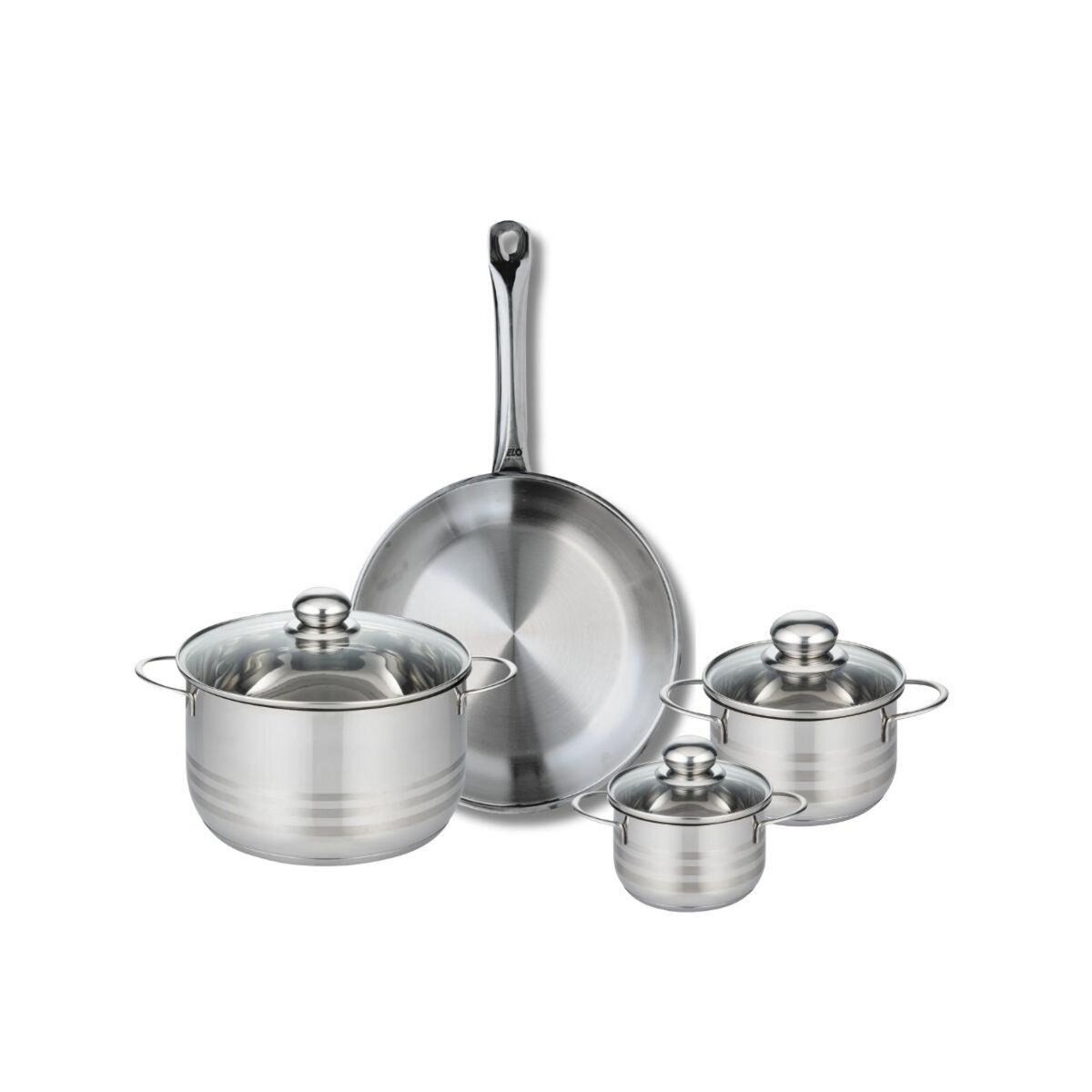 ELO Ensemble de 1 Poêle de cuisson 28 cm et 3 faitouts 12, 14 et 20 cm Elo Profi Brillant