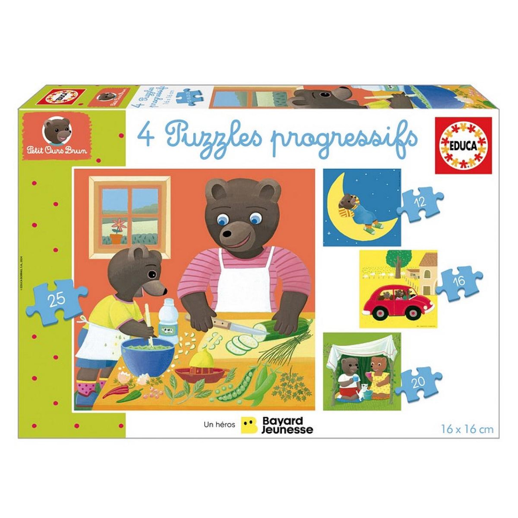 EDUCA Puzzle progressif Petit Ours Brun - 12 16 20 25 pcs