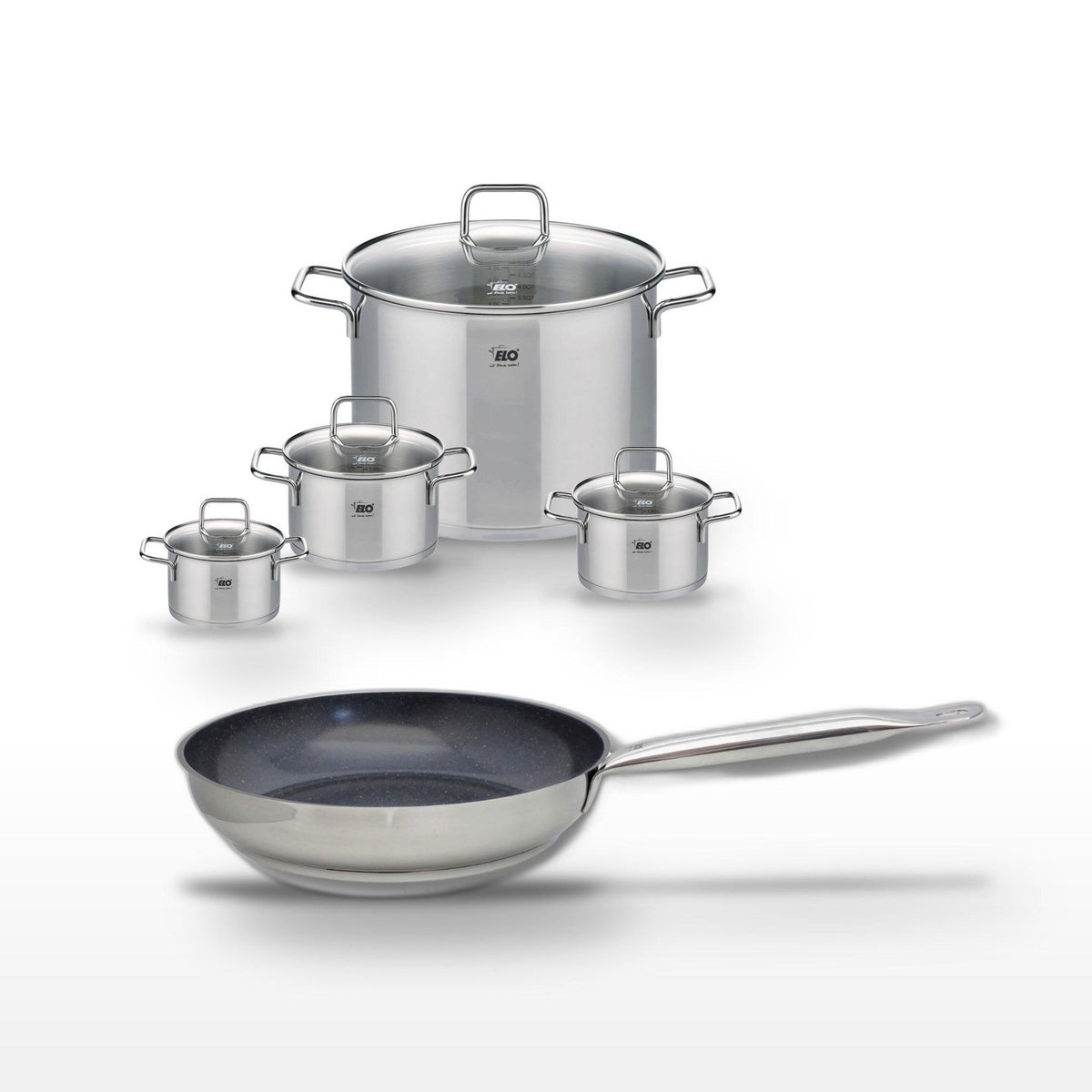 ELO Lot Poêle céramique 28cm et 4 Faitouts Elo Profi Therm Platinum