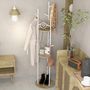 Voir la diapositive 2 : HOMCOM Porte-manteau design contemporain branches 2 étagères 9 patères Ø 40 x 167H cm aspect chêne clair acier blanc