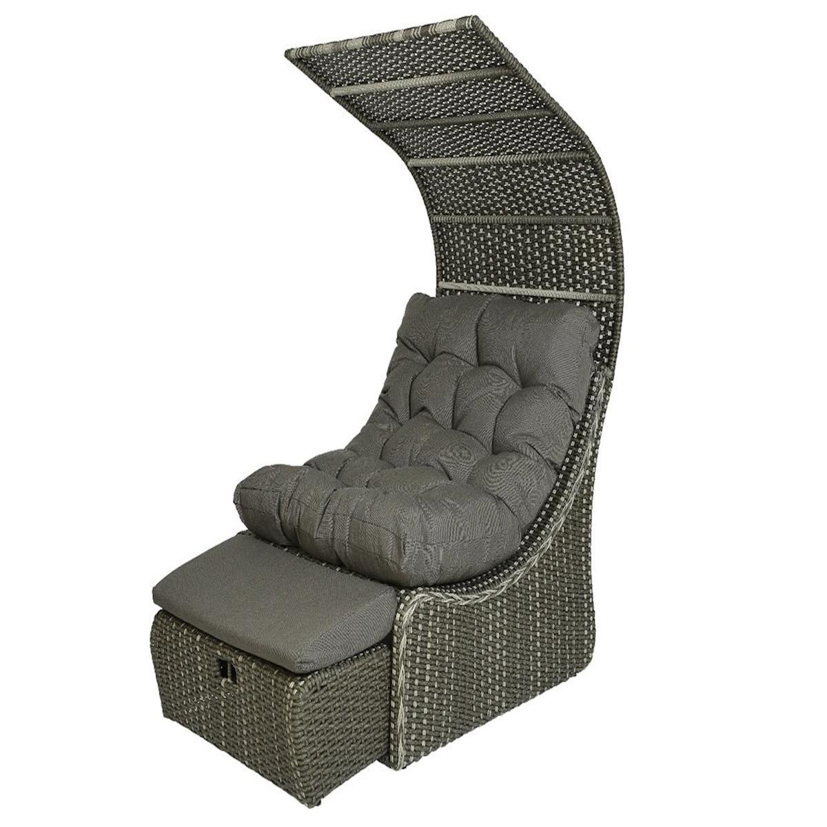 JARDIDECO Lit extérieur pour jardin en résine tressée gris Siesta - Jardideco