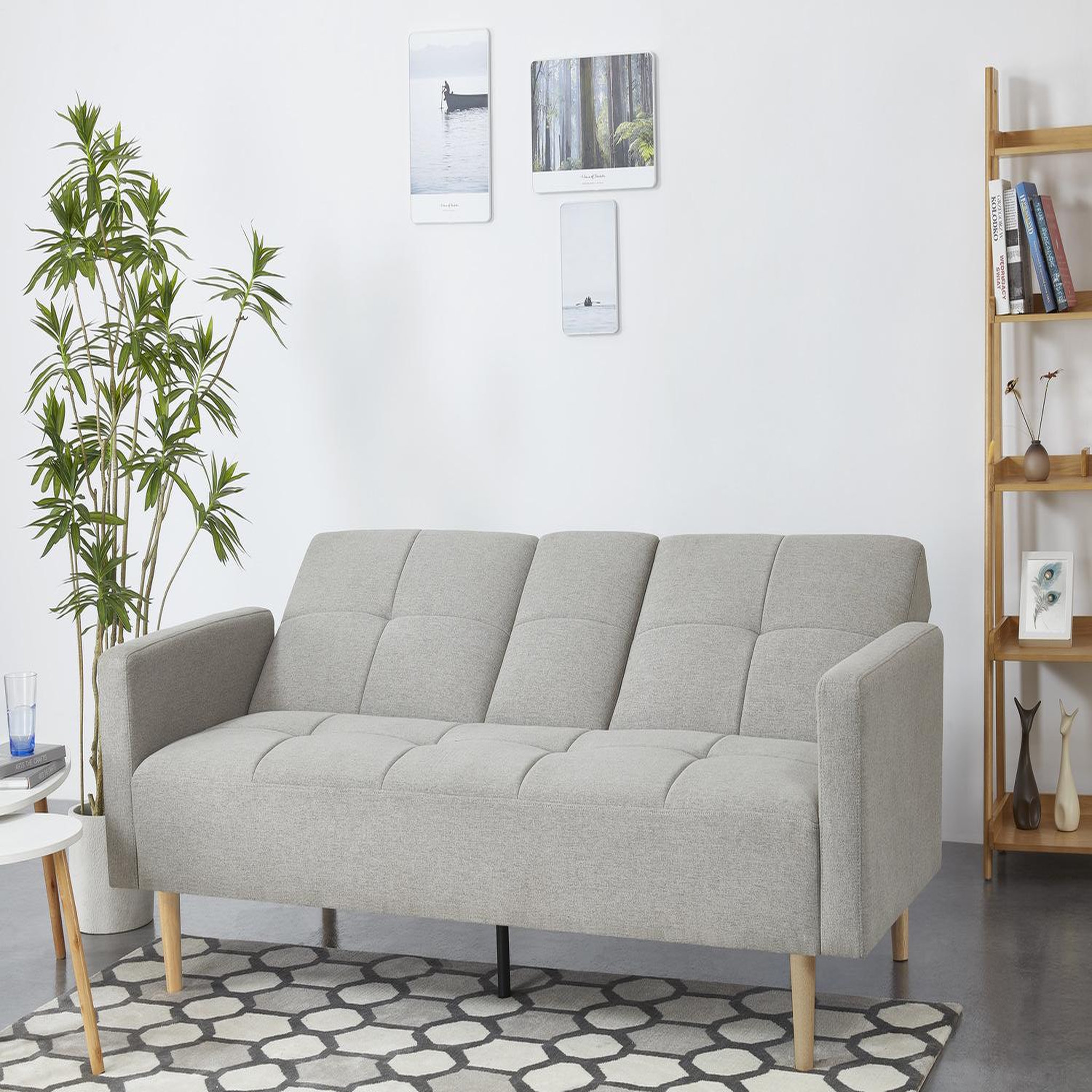 Voir la diapositive 6 : CONCEPT USINE Canapé convertible 3 places en tissu gris oslo