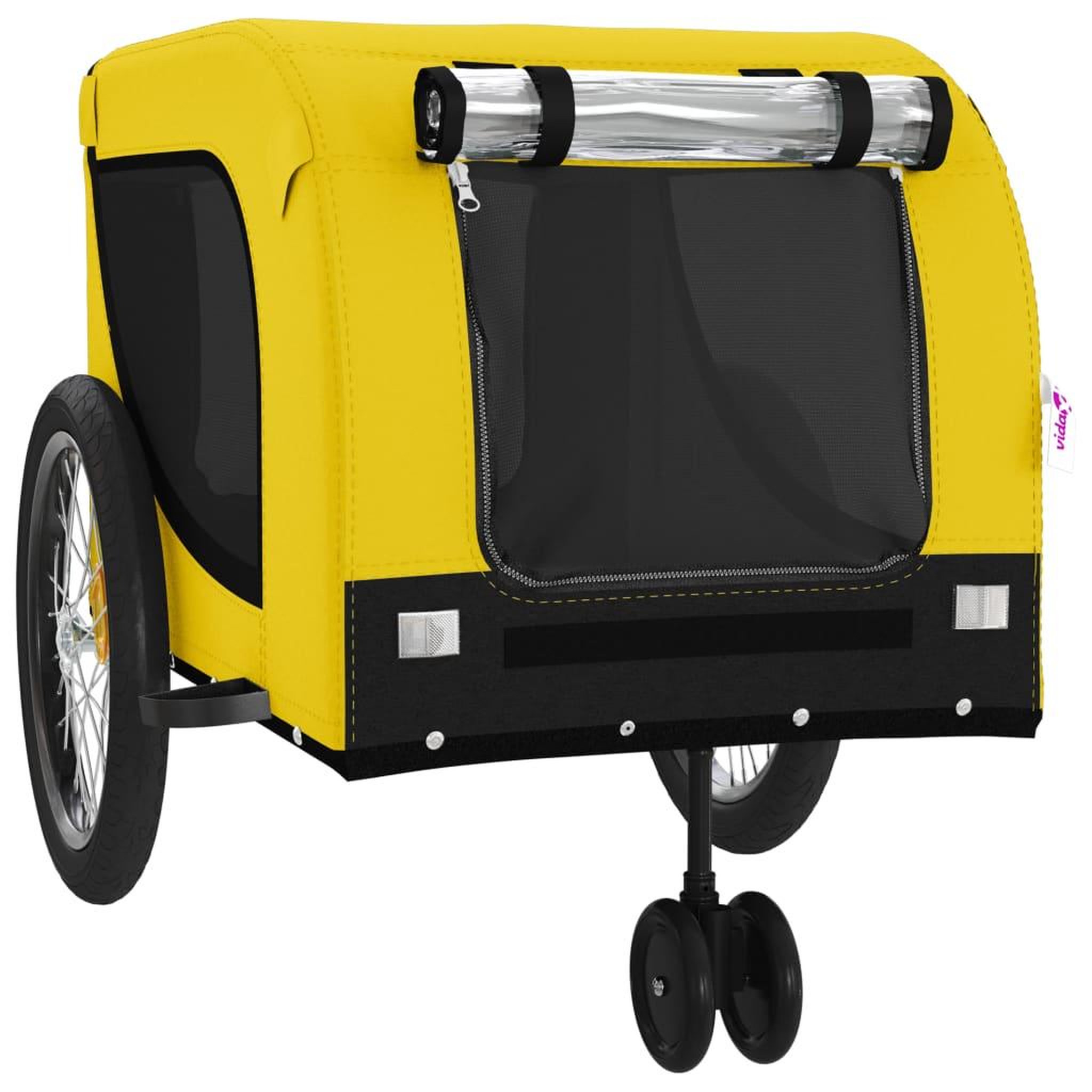 Voir la diapositive 4 : VIDAXL Remorque de velo pour animaux de compagnie jaune et noir
