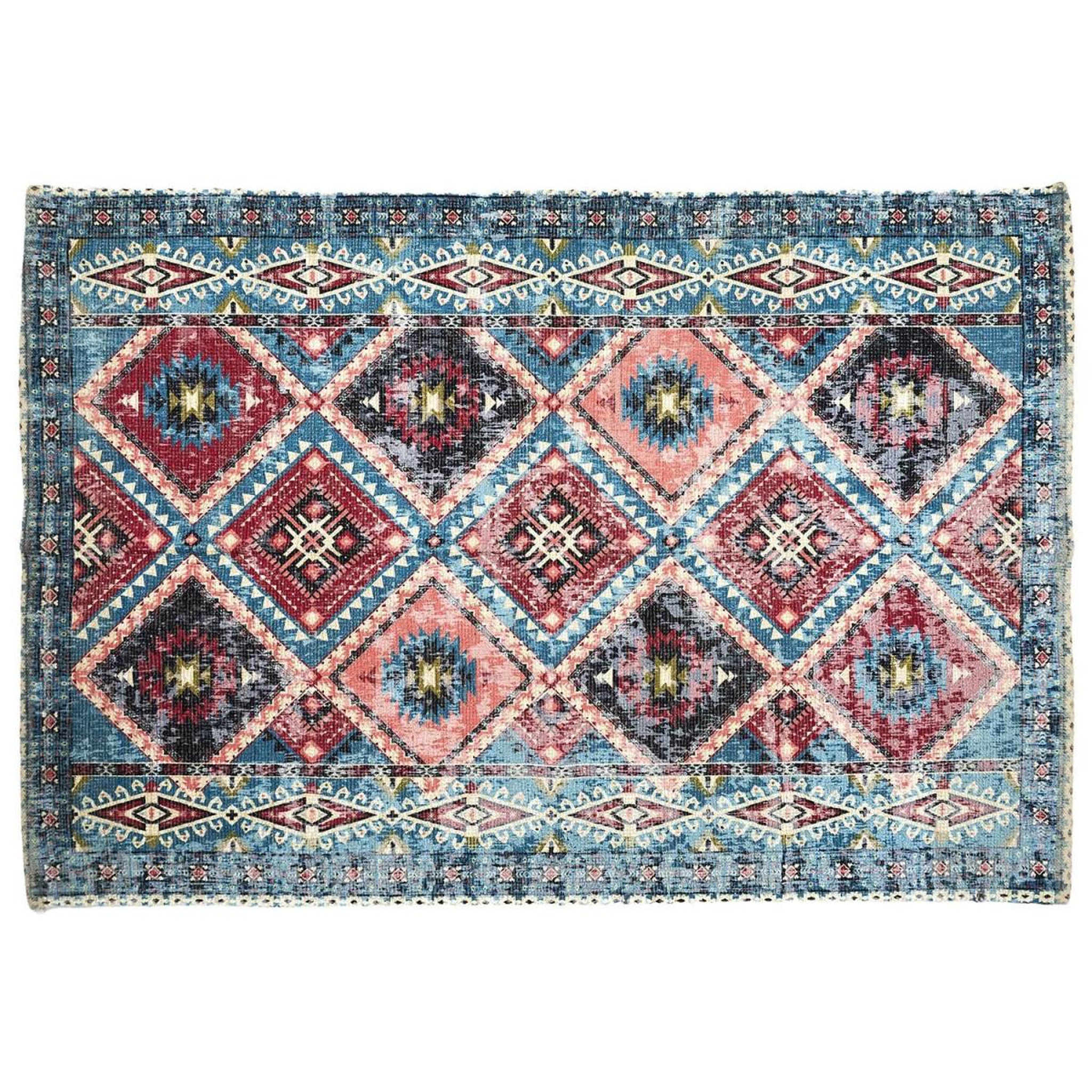 Voir la diapositive 1 : Paris Prix Tapis Déco Ethnique  Agra  120x170cm Bleu