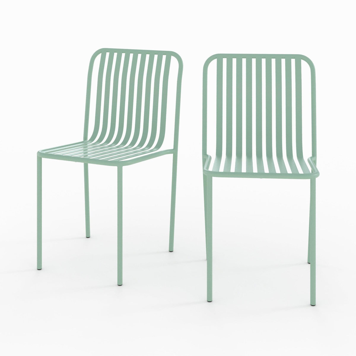 Rendez vous déco Lot de 2 chaises de jardin en métal vert clair-Yumi
