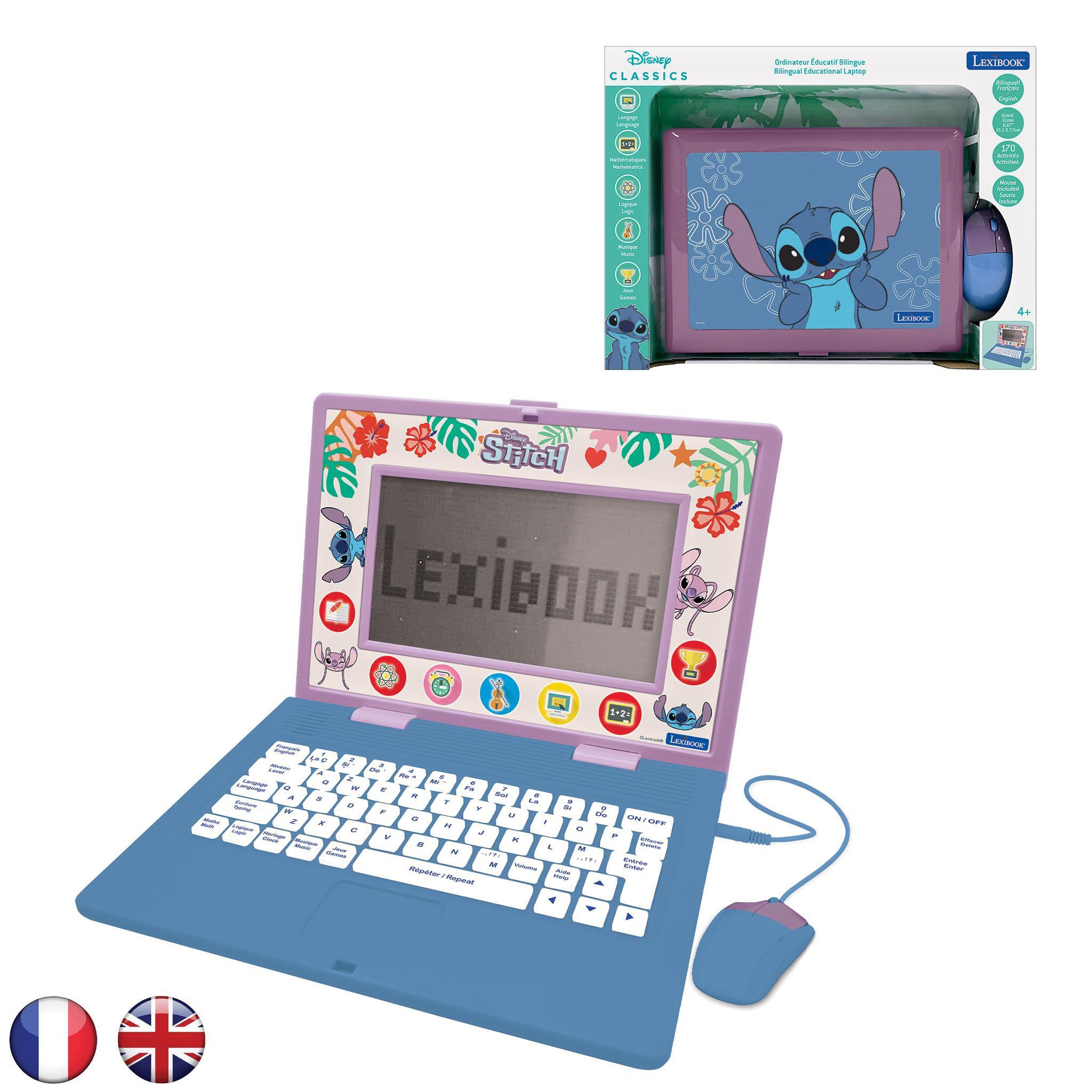 Lexibook Ordinateur portable éducatif bilingue Stitch (EN/FR)