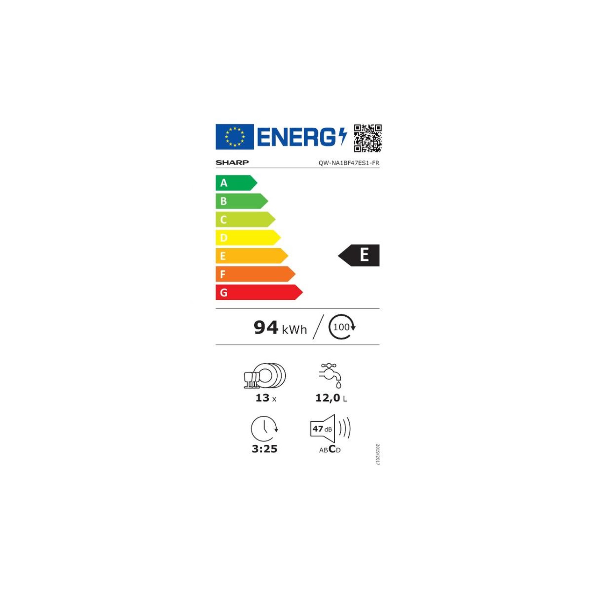 Voir la diapositive 2 : Sharp Lave-vaisselle 60cm 13 couverts 47db - qwna1bf47es1