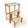Voir la diapositive 1 : INTEC Escabeau Tabouret Marchepied 3 marches pliantes Bois massif 2en1