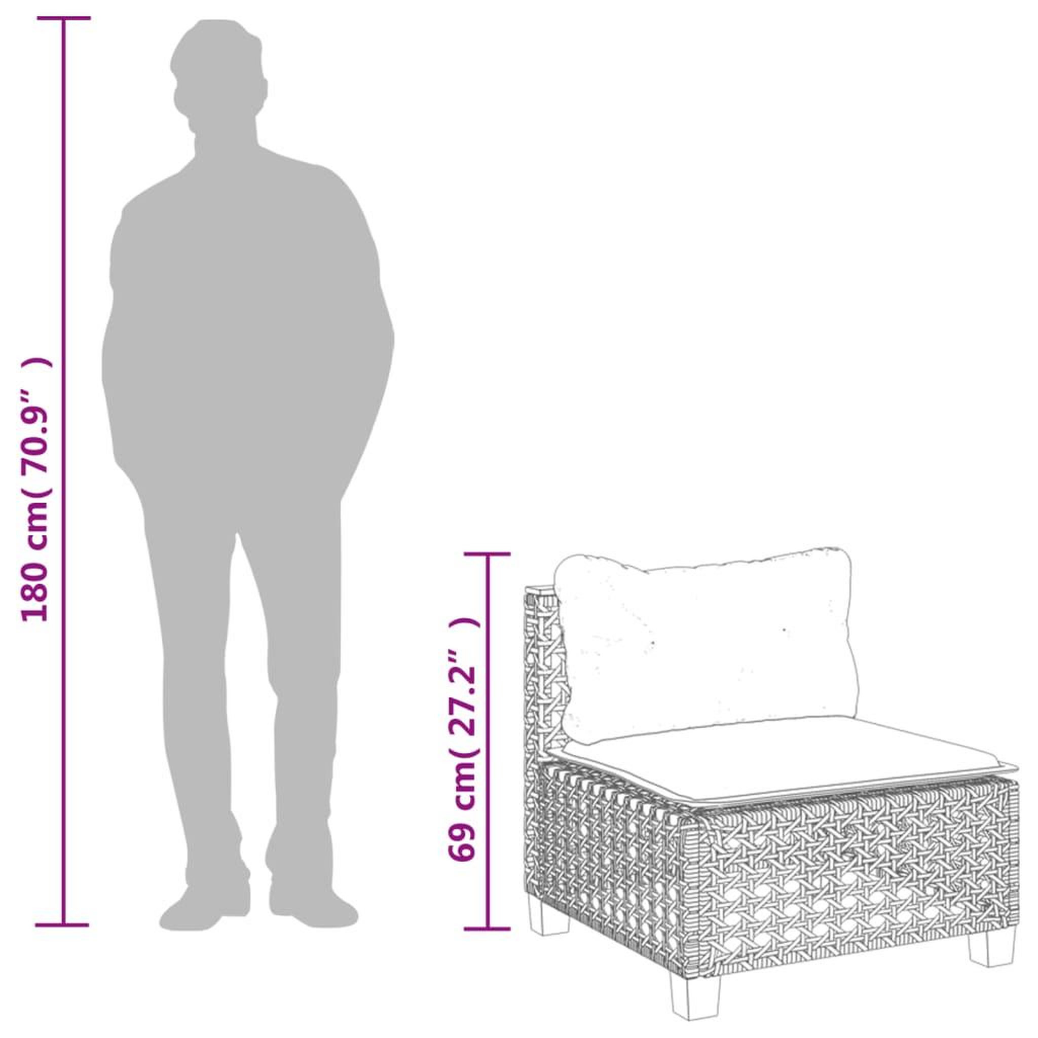 Voir la diapositive 6 : VIDAXL Canape de jardin sans accoudoirs coussins noir resine tressee