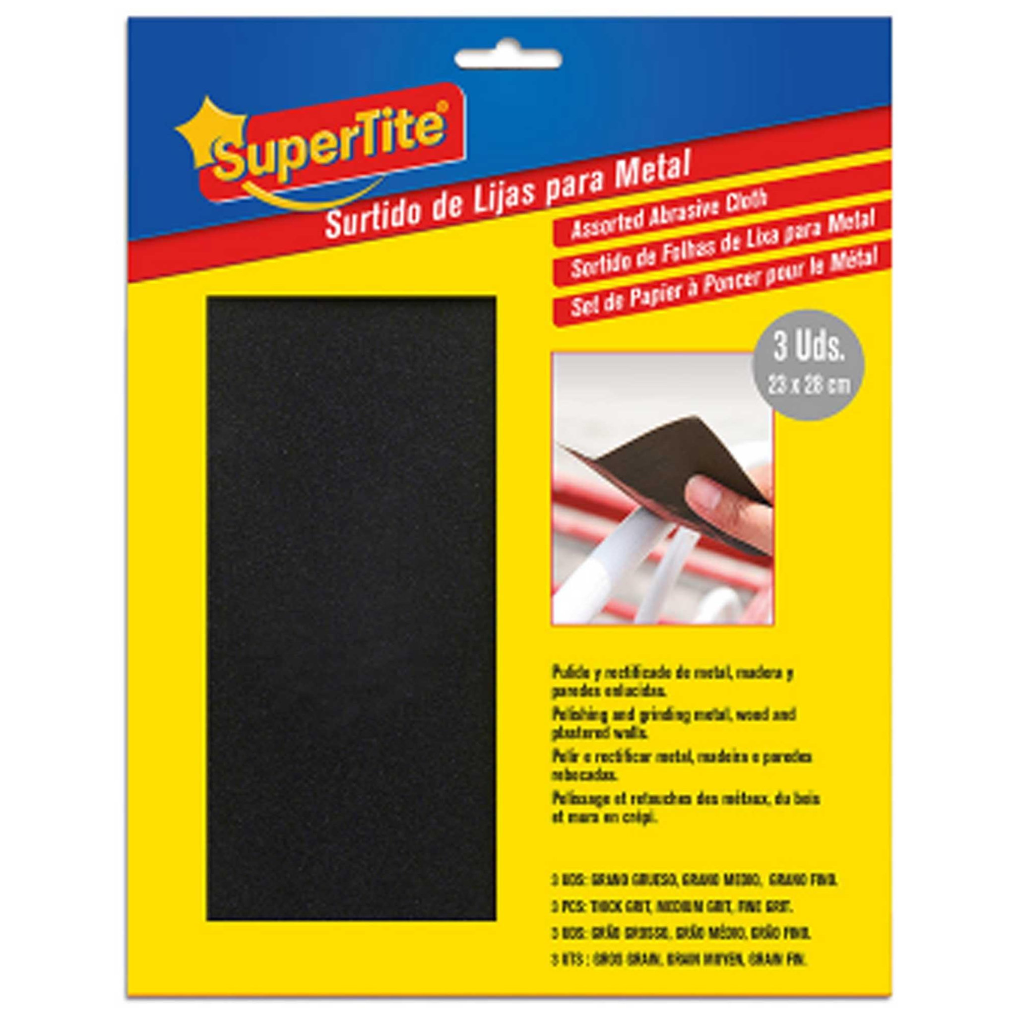 SUPERTITE Feuille à poncer métal 230x280mm - assortiment de papiers de verre