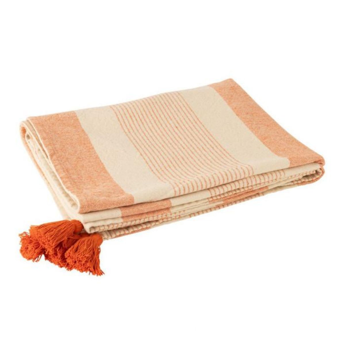 Paris Prix Plaid en Coton  Mik  130x180cm Beige & Orange