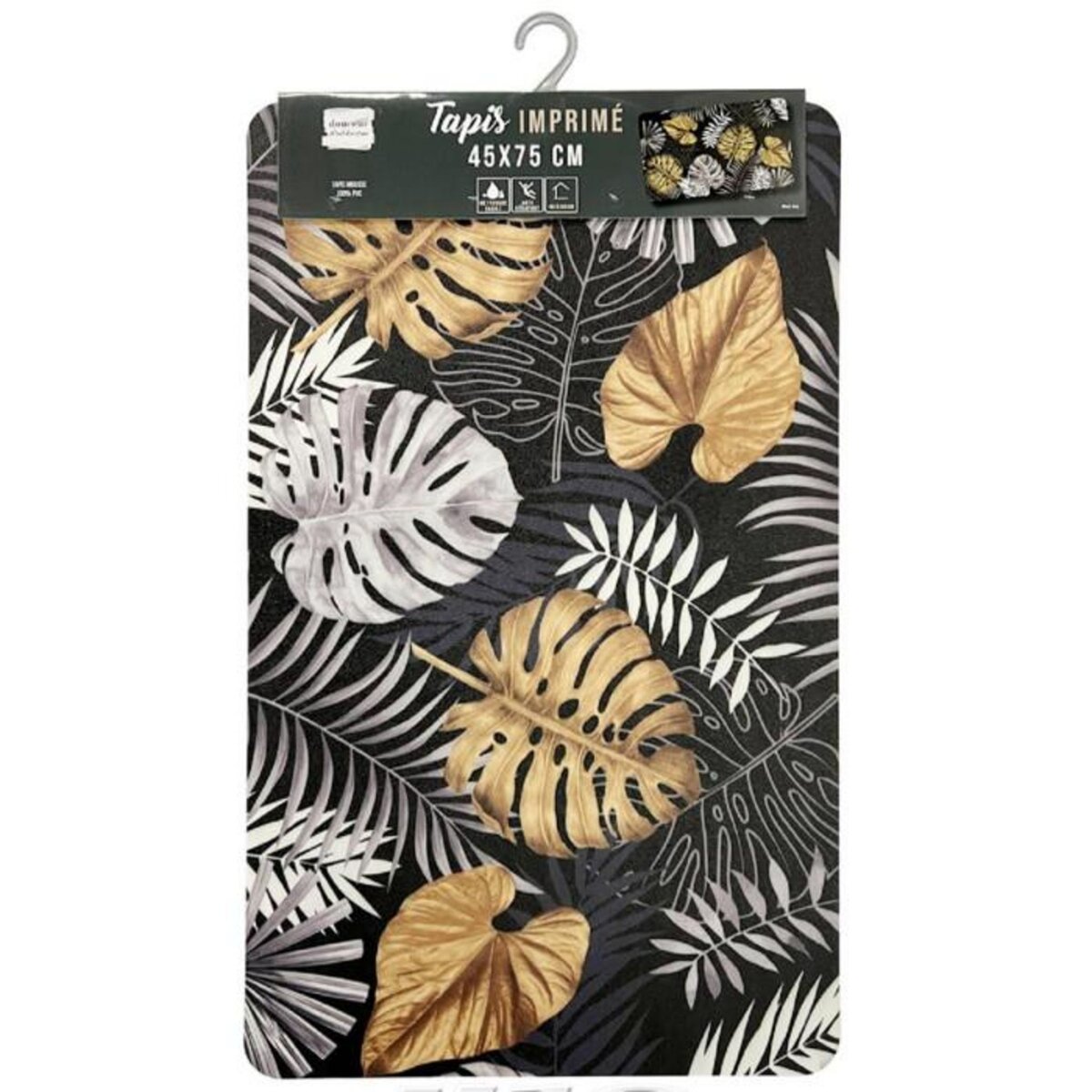 Paris Prix Tapis Déco Imprimé  Blue Bay  45x75cm Noir