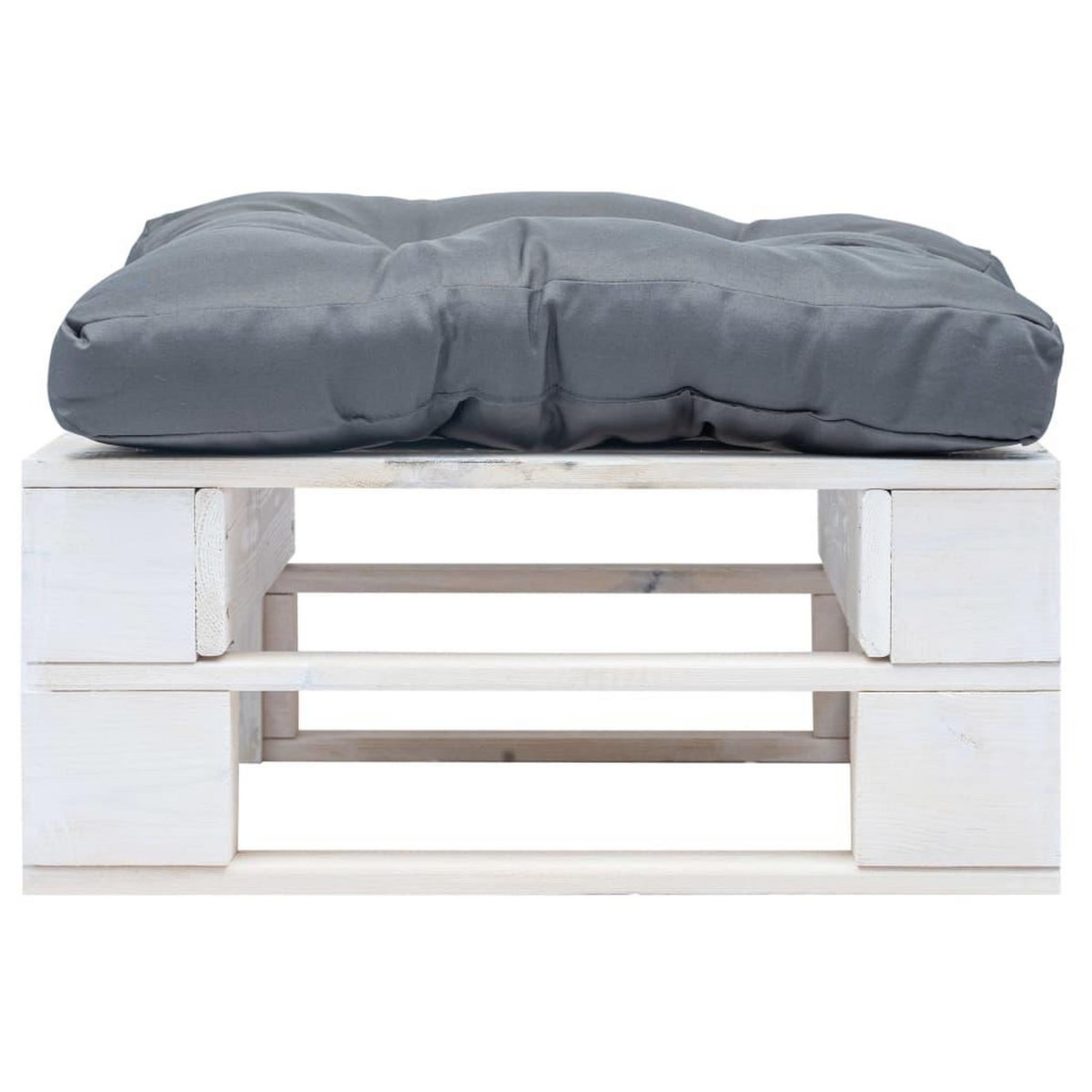 VIDAXL Repose-pied palette de jardin avec coussin gris Blanc Bois