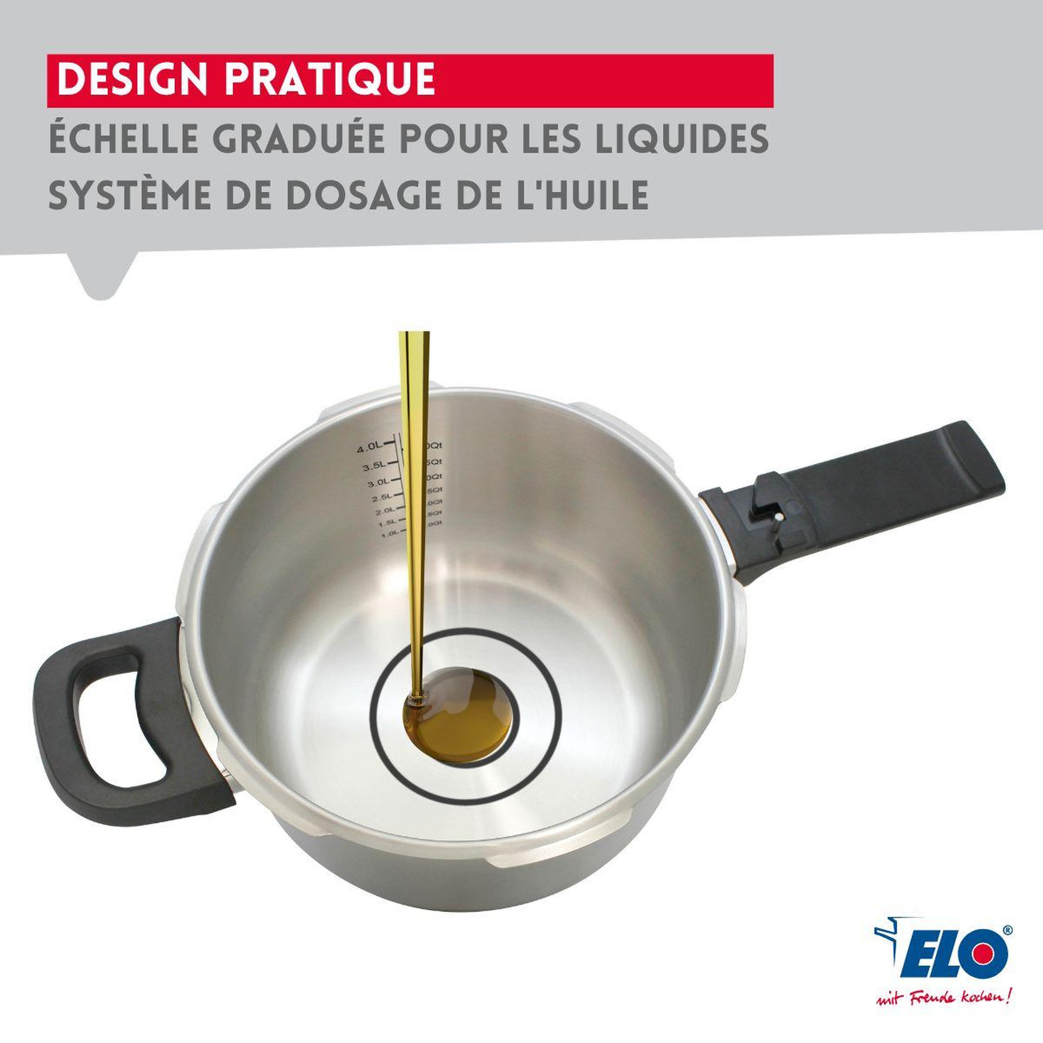 Voir la diapositive 6 : ELO Autocuiseur vapeur en acier inoxydable 18/10 22 cm 4,5 litres elo mistral premium