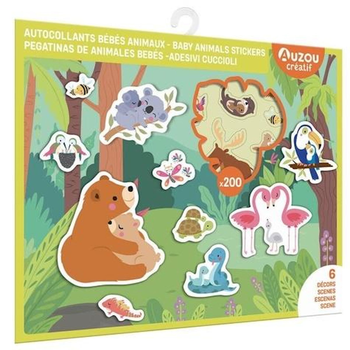 AUTOCOLLANTS BEBES ANIMAUX. 6 DECORS, 200 AUTOCOLLANTS REPOSITIONNABLES, Wilmink Inga