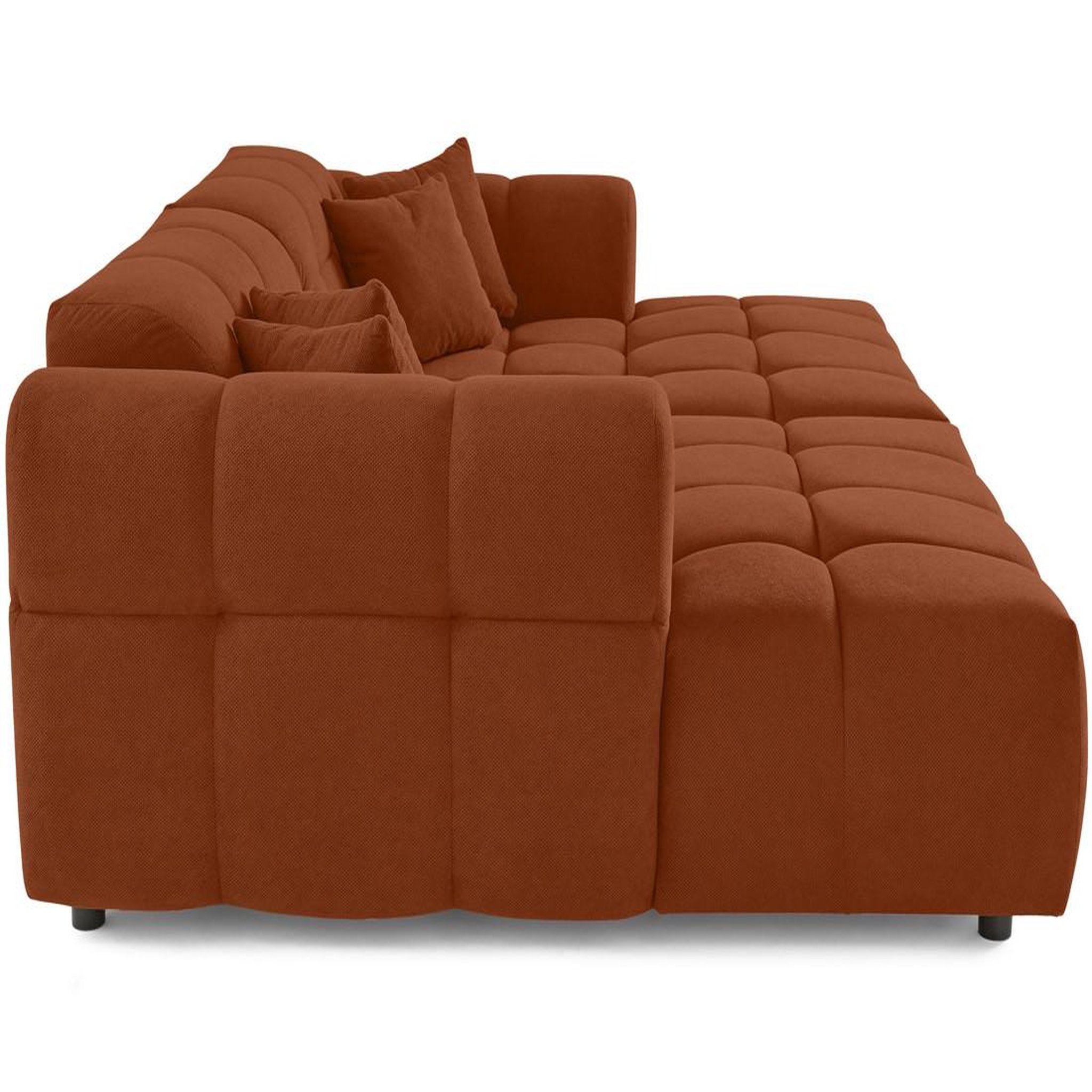 Voir la diapositive 4 : BEST MOBILIER Ray - canapé droit 4 places avec double méridienne - assise profonde - en tissu texturé