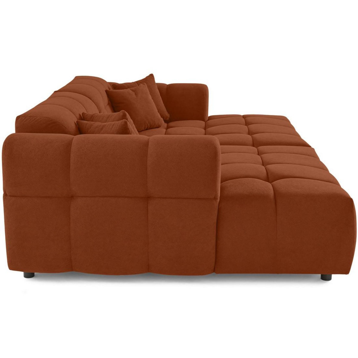 LISA DESIGN Ray - canapé droit 4 places avec double méridienne - assise profonde - en tissu texturé