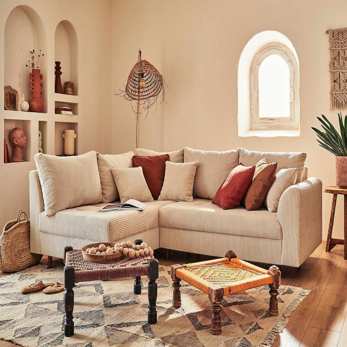 LISA DESIGN Rune - canapé d'angle gauche - 4 places - en velours côtelé