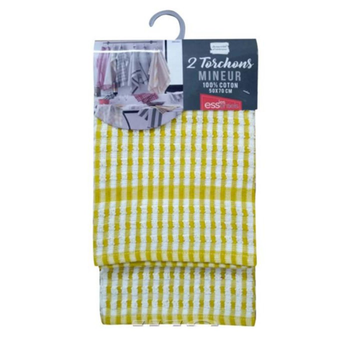 Paris Prix Lot de 2 Torchons de Cuisine  Mineo  50x70cm Jaune