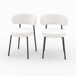 MAISON PAVANE Lot de 2 chaises en tissu bouclé blanc cassé et pieds noirs-Maëlie