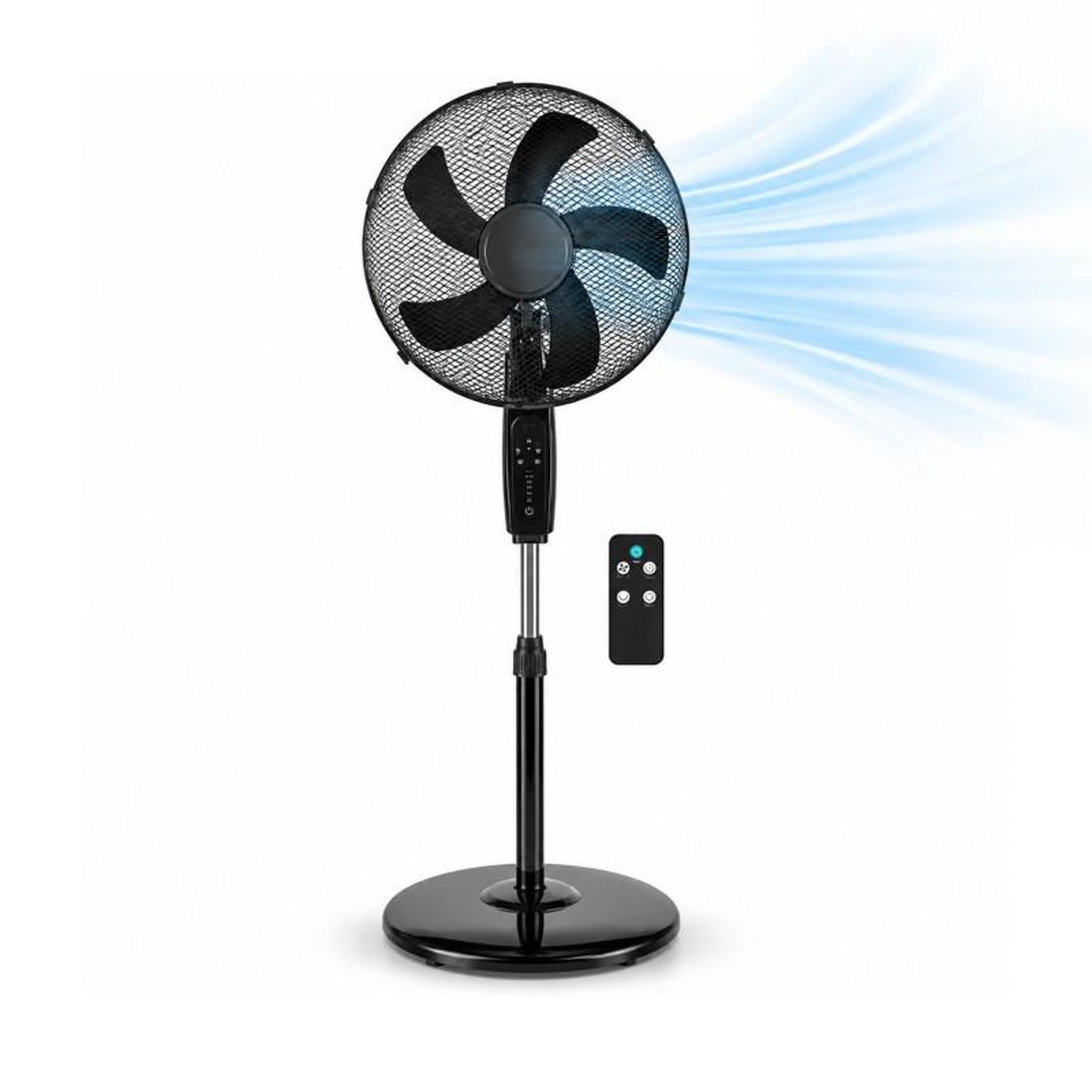 Ventilateur sur pied avec télécommande 40 cm – noir 60w