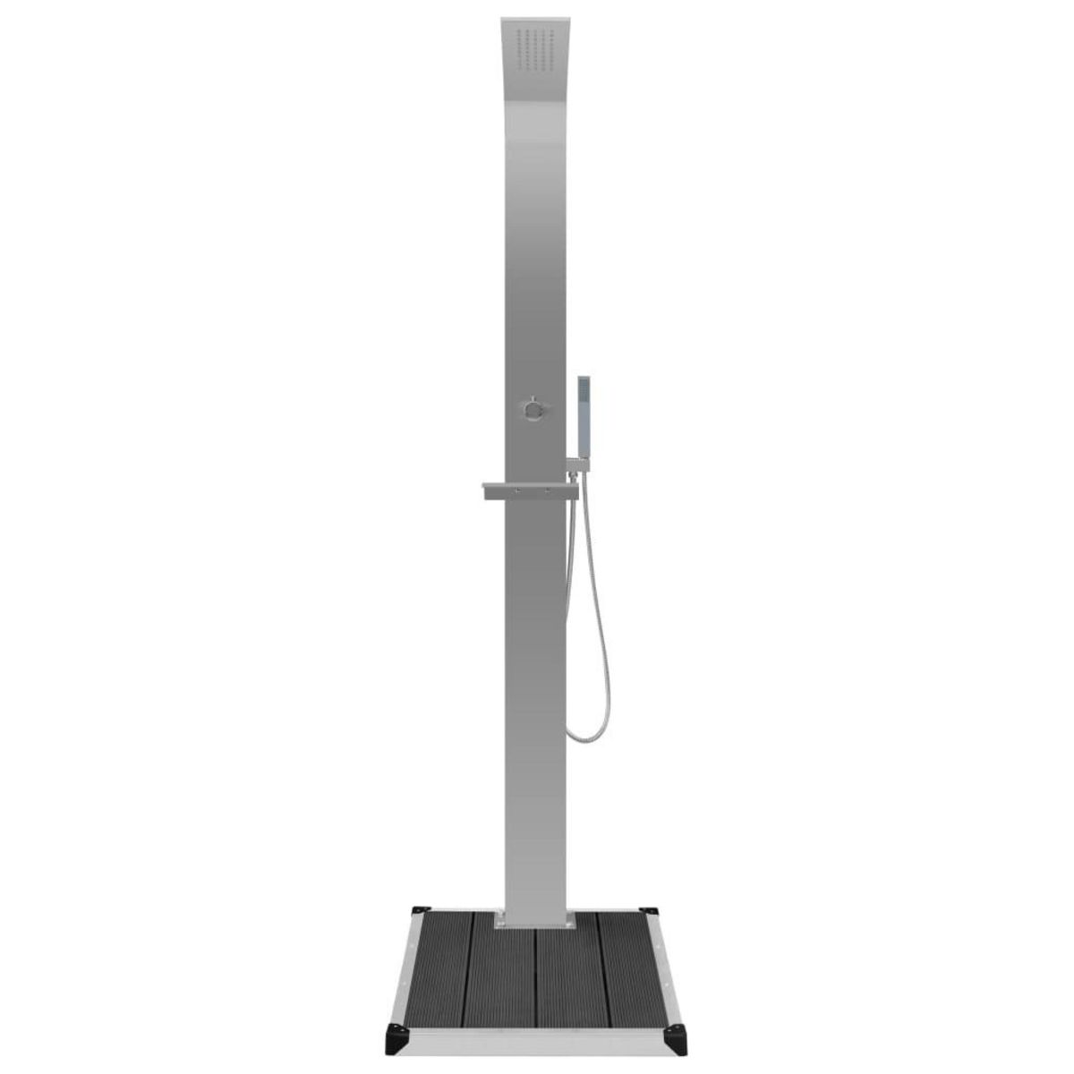 VIDAXL Douche d'exterieur avec receveur de douche WPC Acier inoxydable